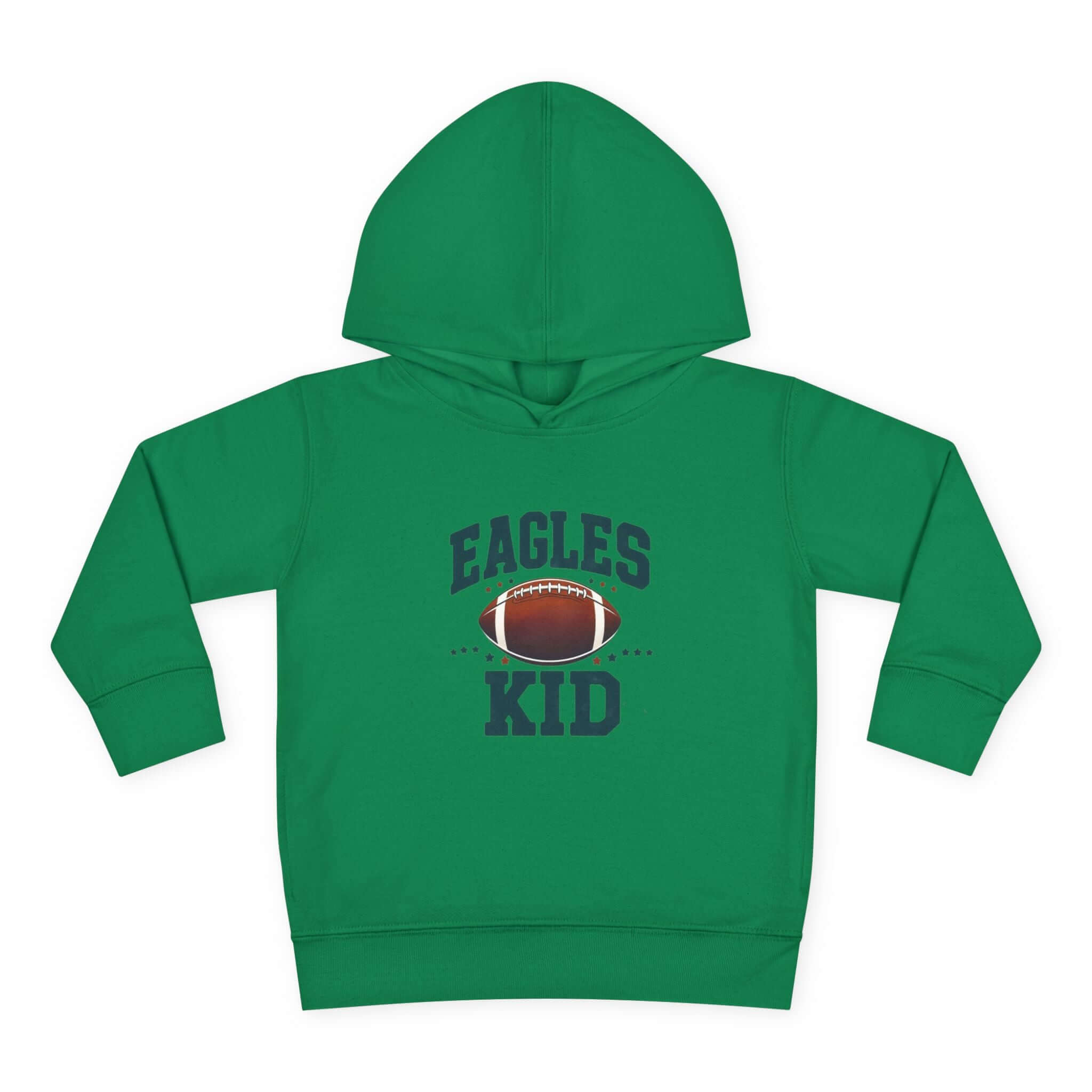 Green Eagles Kid football pullover hoodie for toddlers, featuring an iconic football graphic.