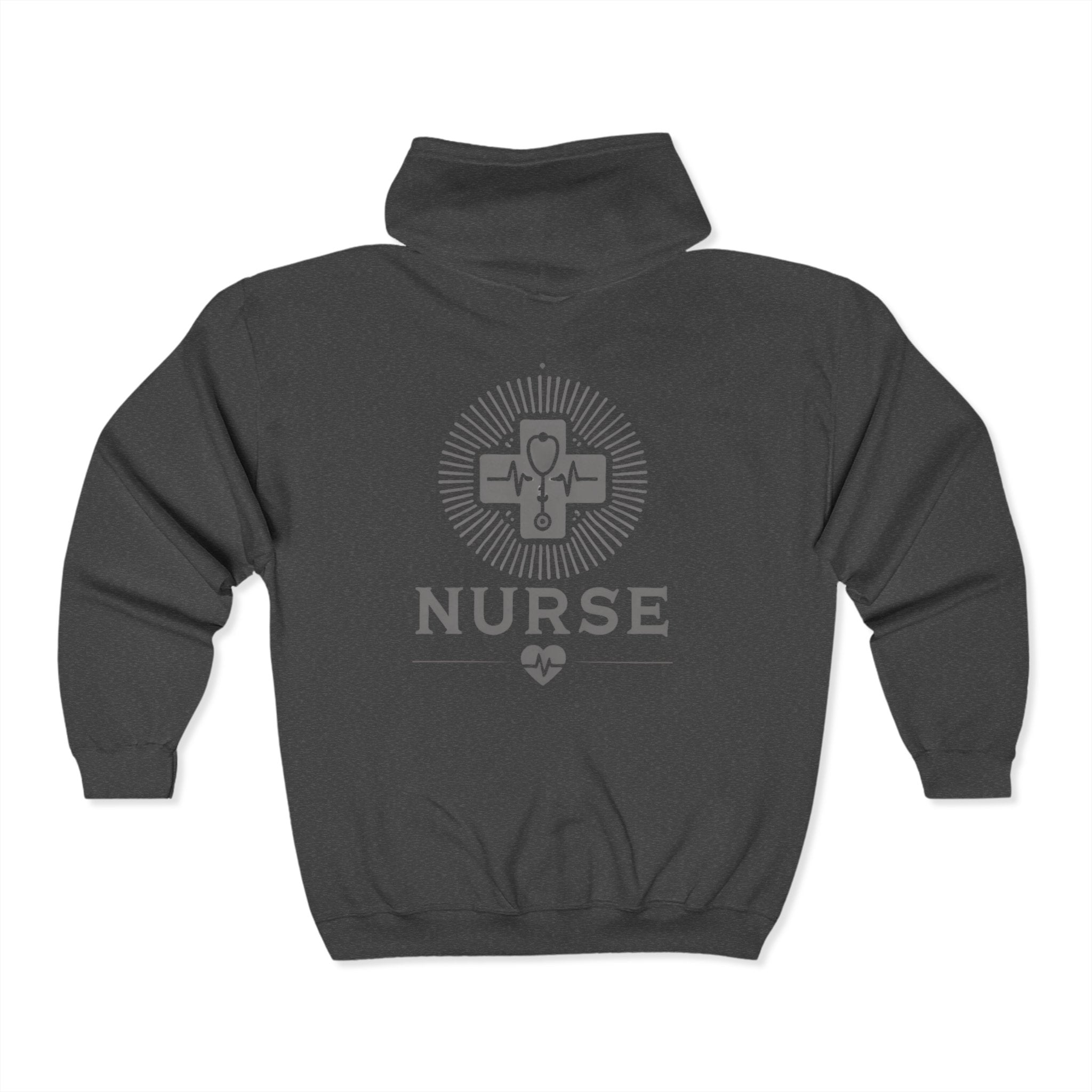 Nurse Zip Up Hoodie Sweatshirt - Logo Front and Back