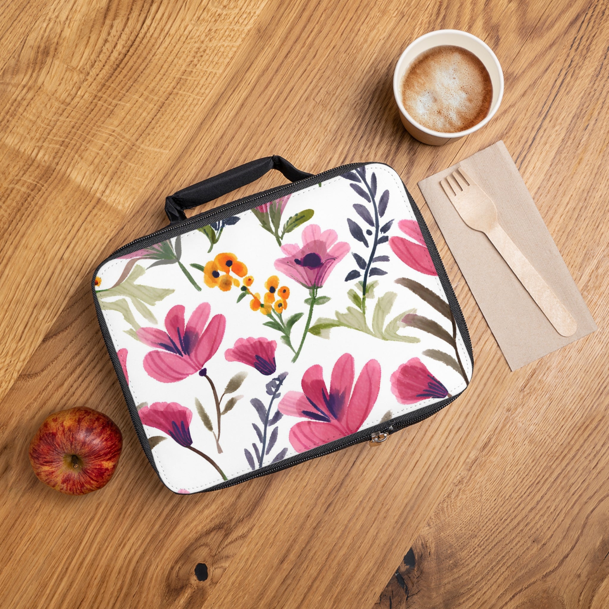 Floral Print Lunch Bag - Stylish Snack Carrier, Perfect for Work & School, Picnic Essential, Eco-Friendly Lunch Tote