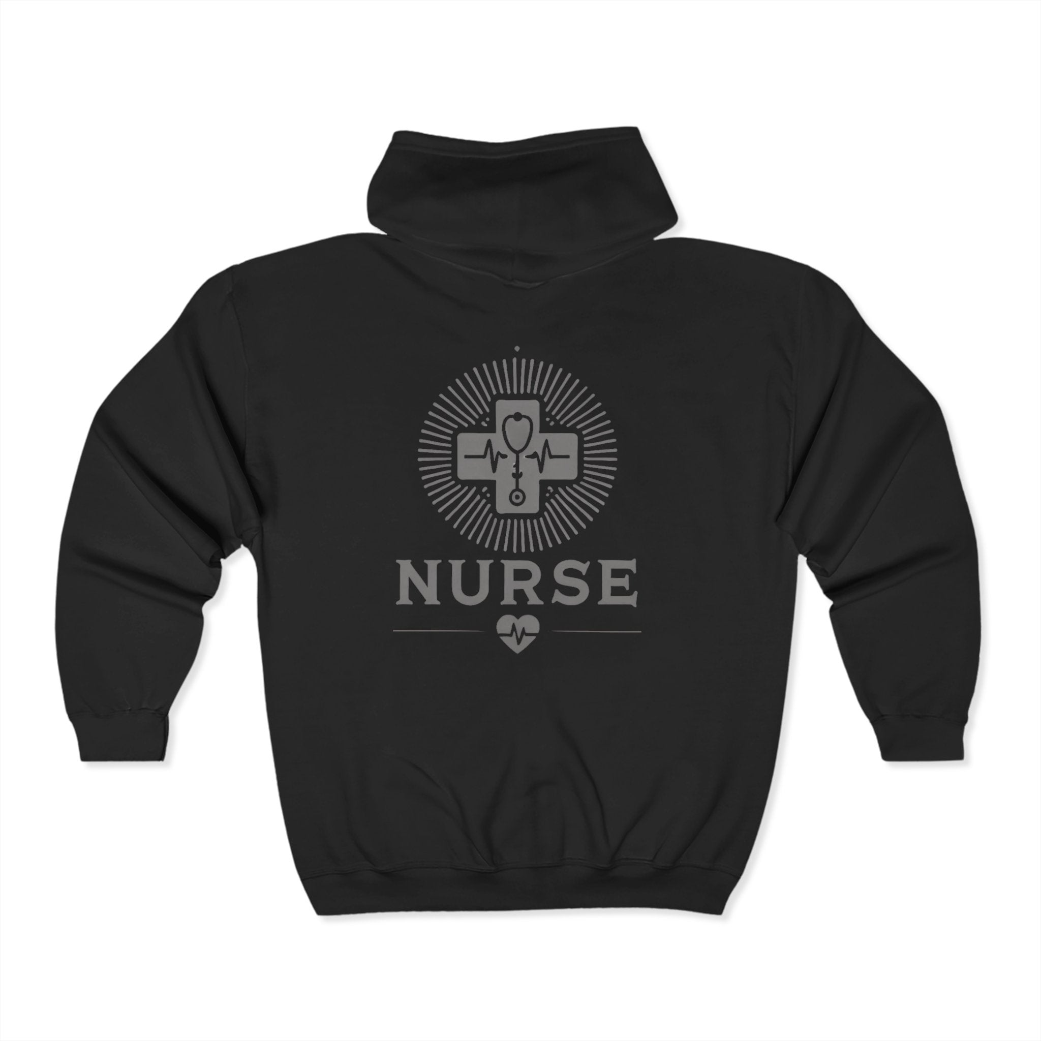 Nurse Zip Up Hoodie Sweatshirt - Logo Front and Back