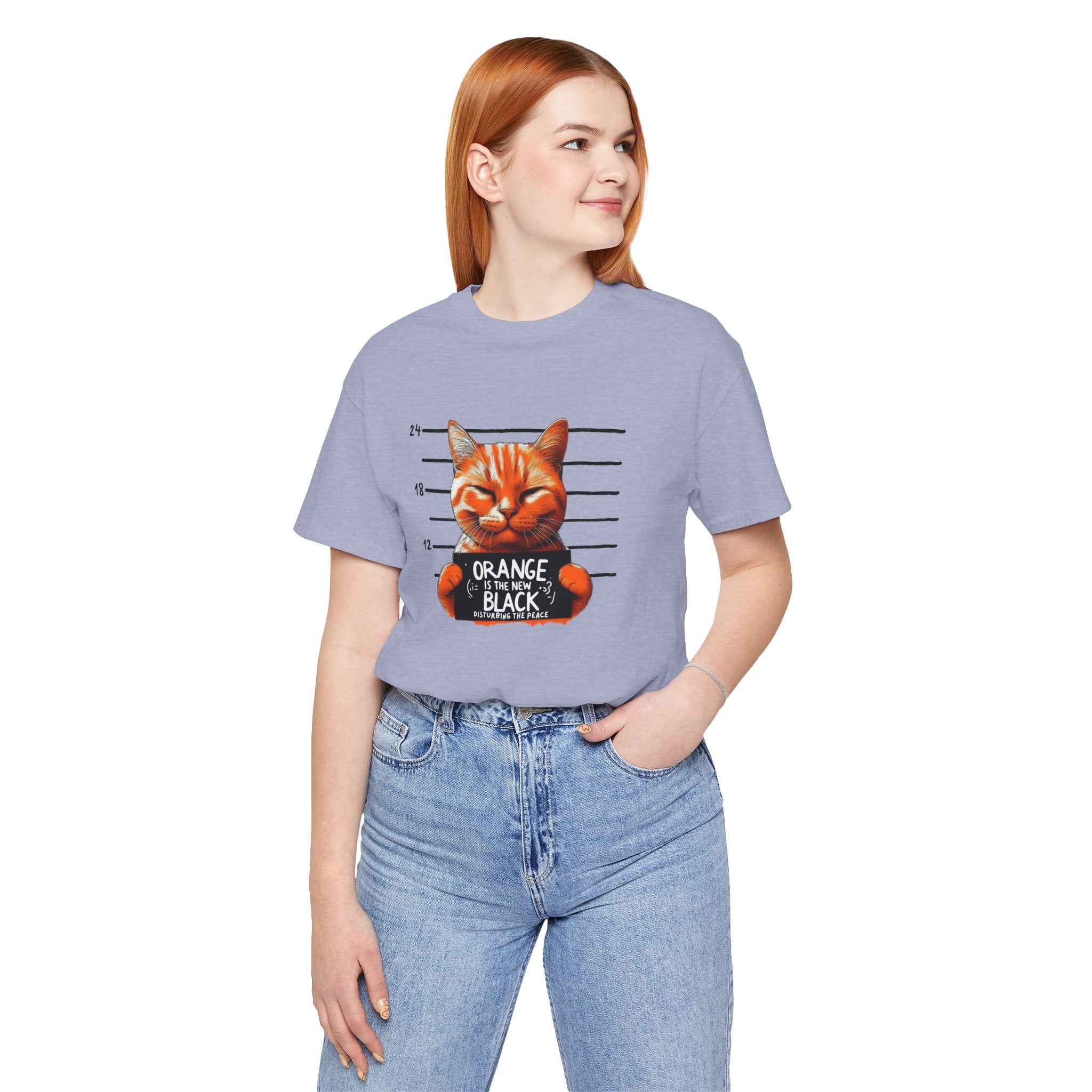 Funny Orange Cat Mugshot Unisex Tee, T-Shirt, Humorous Graphic Shirt, Novelty Gift Top, Cute Animal Lover Apparel
