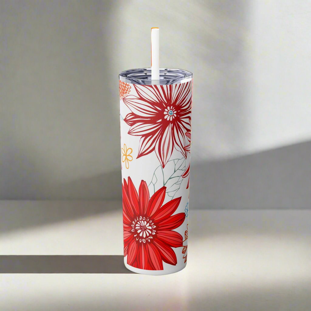 Tumbler Cup, Tropical Flower Design, 20oz