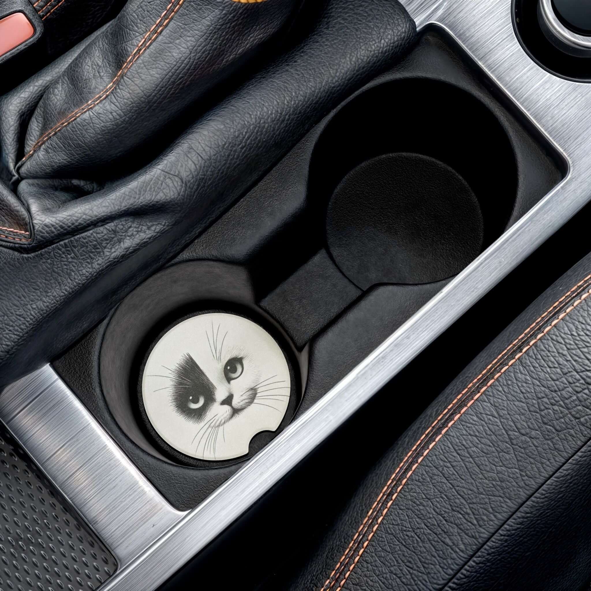 Cat Soapstone Car Coaster