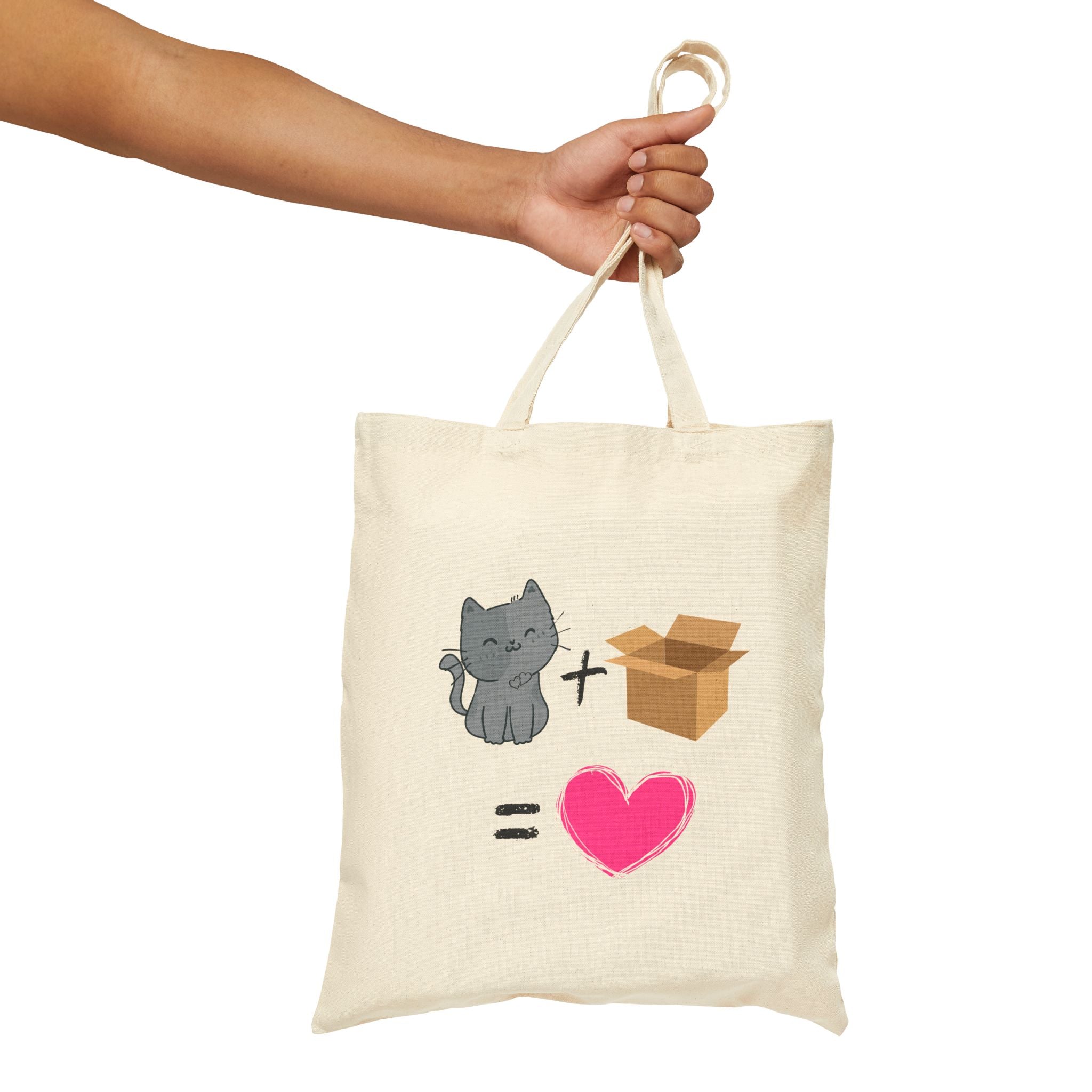 Cotton Canvas Tote Bag for Cat Lovers - Cats Love Boxes Tote Bag, Reusable Grocery Bag, Cute Cat Tote, Kitty Shoulder Bag, Cat Mom Gift