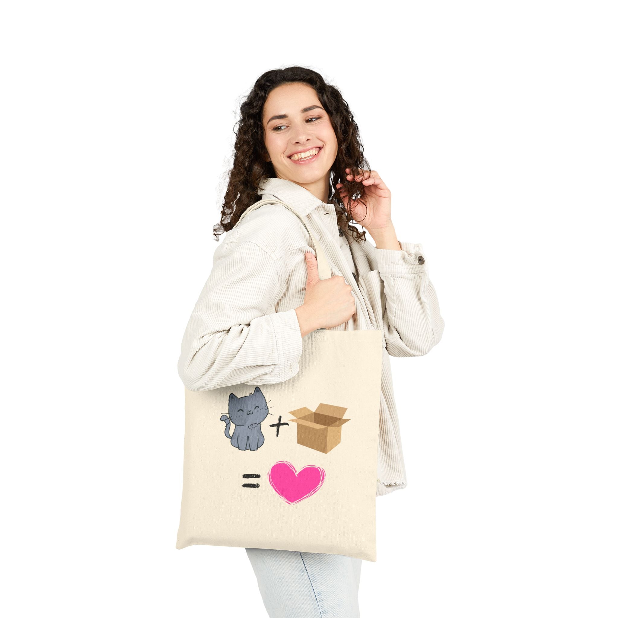 Cotton Canvas Tote Bag for Cat Lovers - Cats Love Boxes Tote Bag, Reusable Grocery Bag, Cute Cat Tote, Kitty Shoulder Bag, Cat Mom Gift