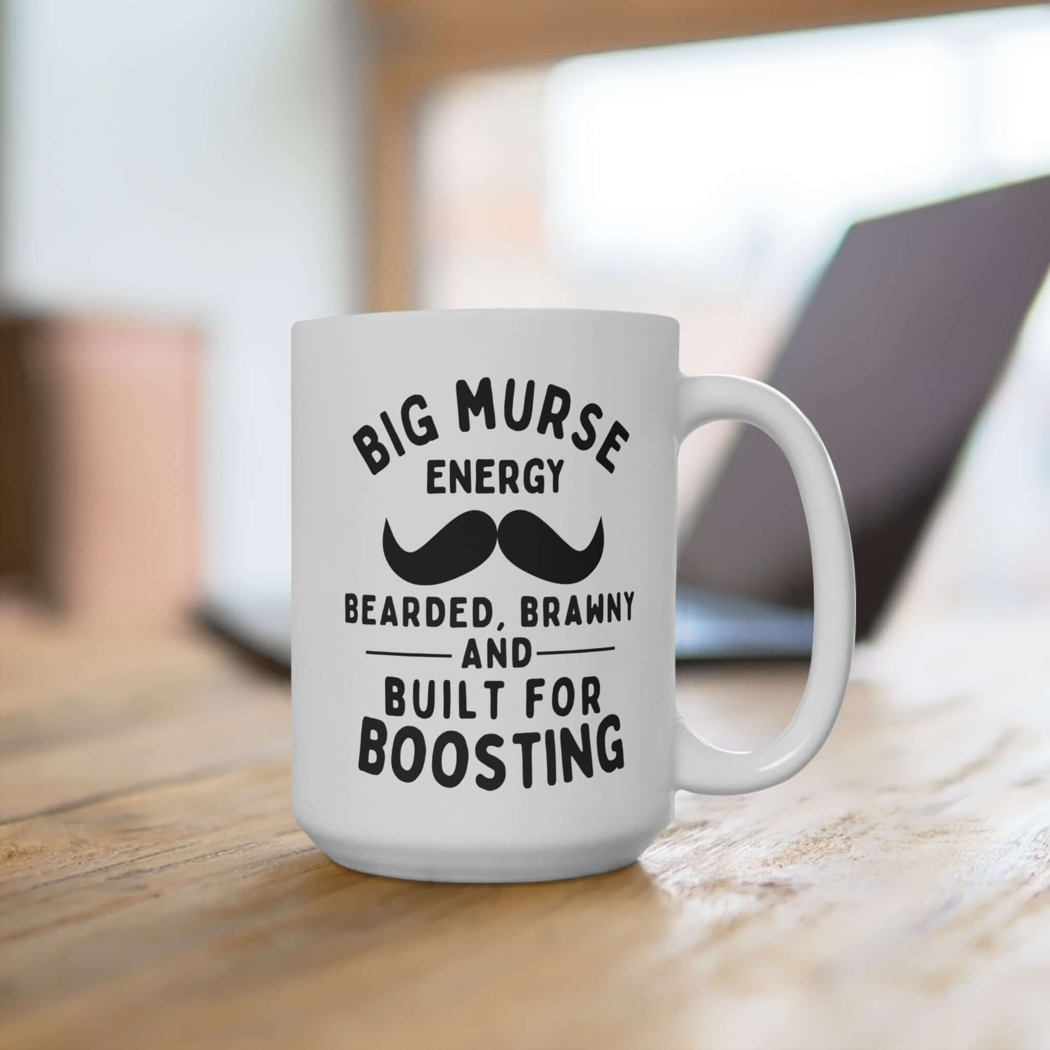 Big Murse Energy Mug - 15oz Bearded & Brawny Coffee Cup