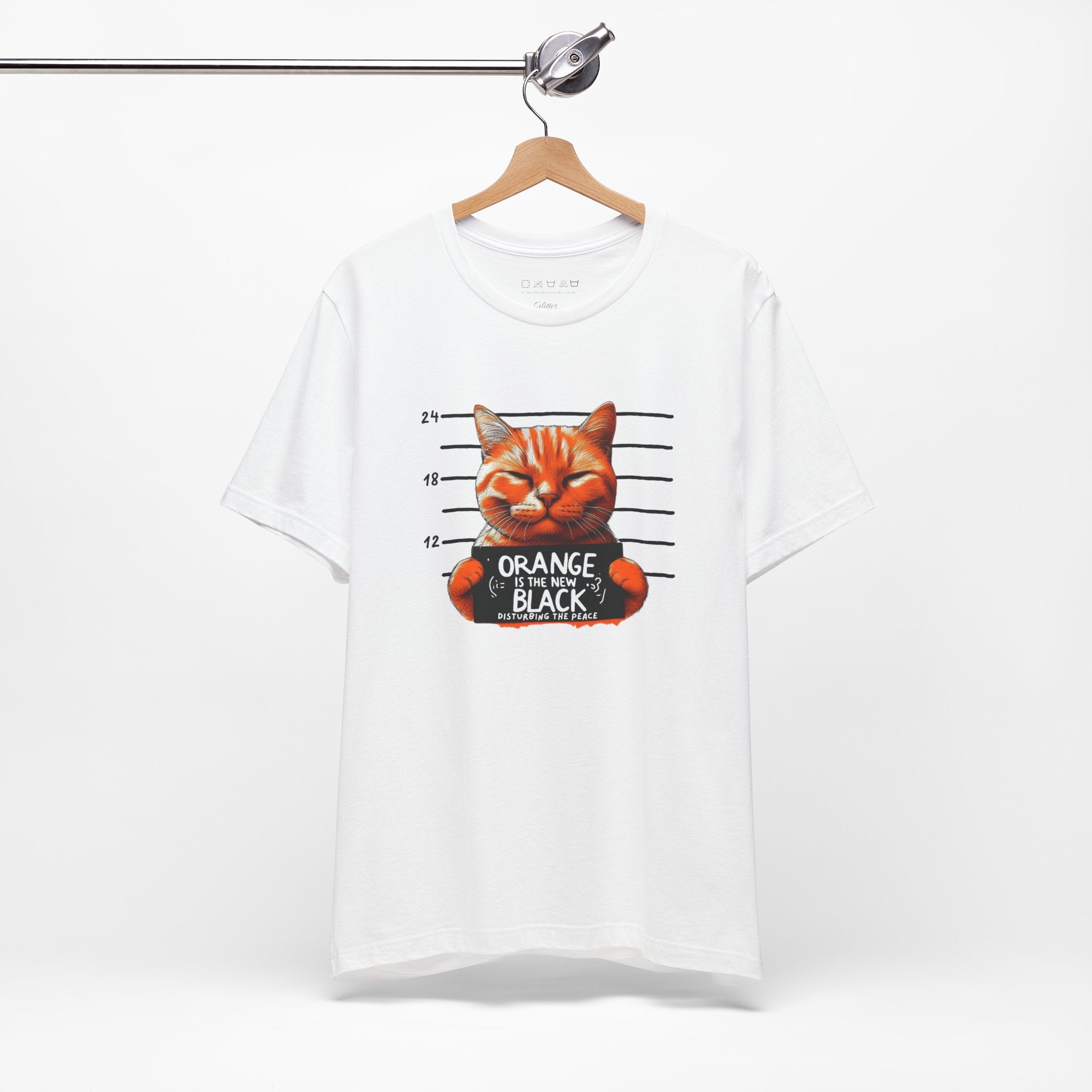 Funny Orange Cat Mugshot Unisex Tee, T-Shirt, Humorous Graphic Shirt, Novelty Gift Top, Cute Animal Lover Apparel