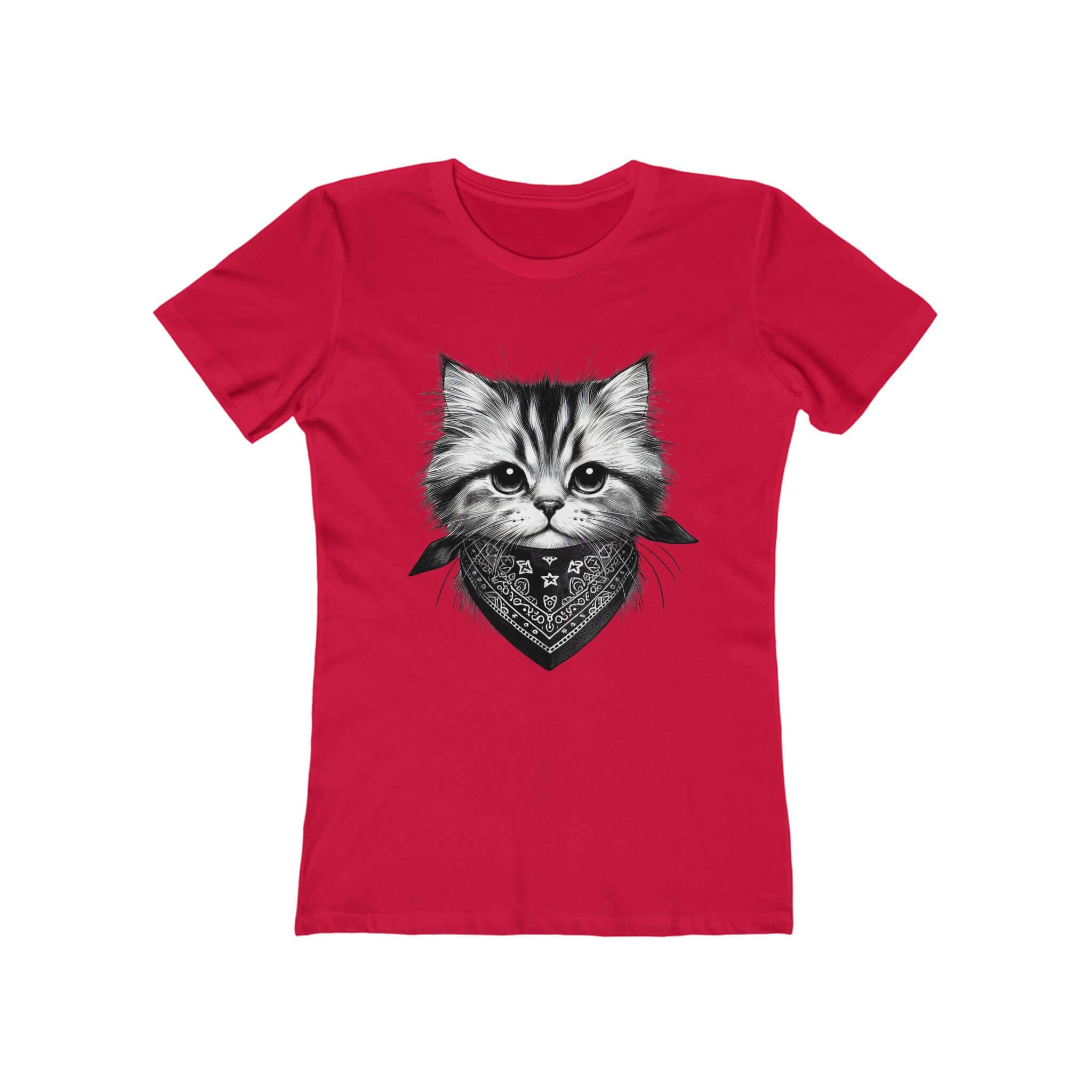 Cool Kitten with Bandanna Womens Tshirt