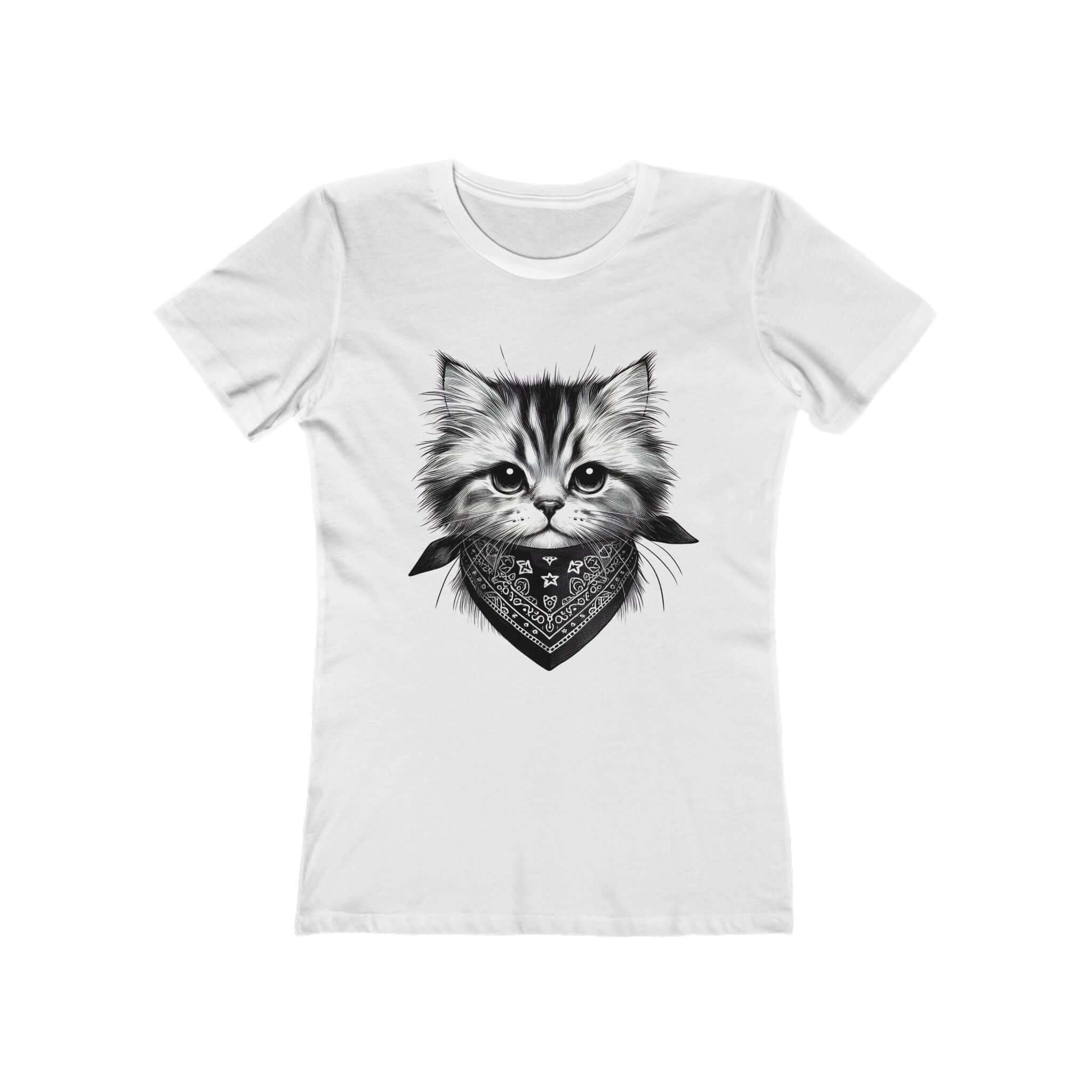 Cool Kitten with Bandanna Womens Tshirt