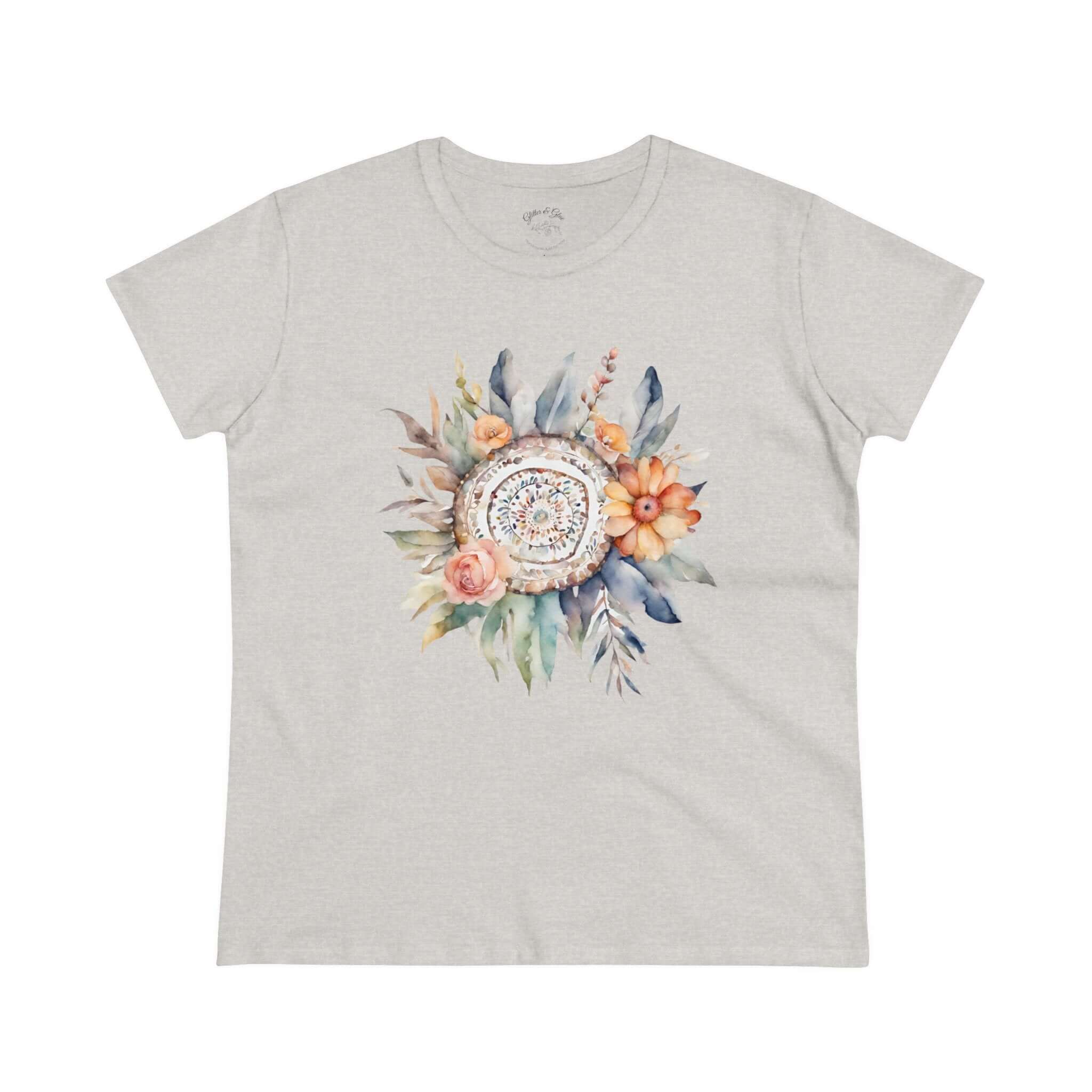 Boho Flower Womens Cotton Tee