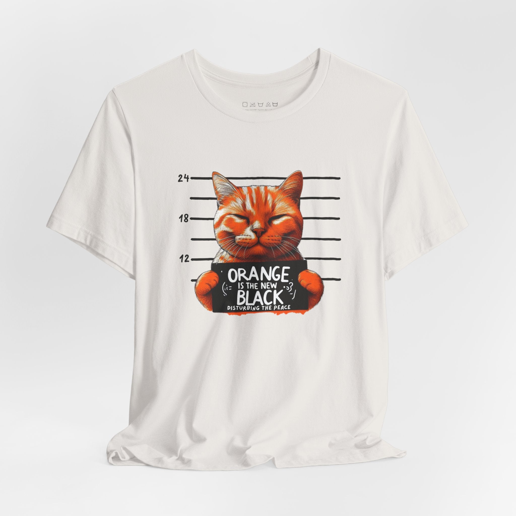 Funny Orange Cat Mugshot Unisex Tee, T-Shirt, Humorous Graphic Shirt, Novelty Gift Top, Cute Animal Lover Apparel