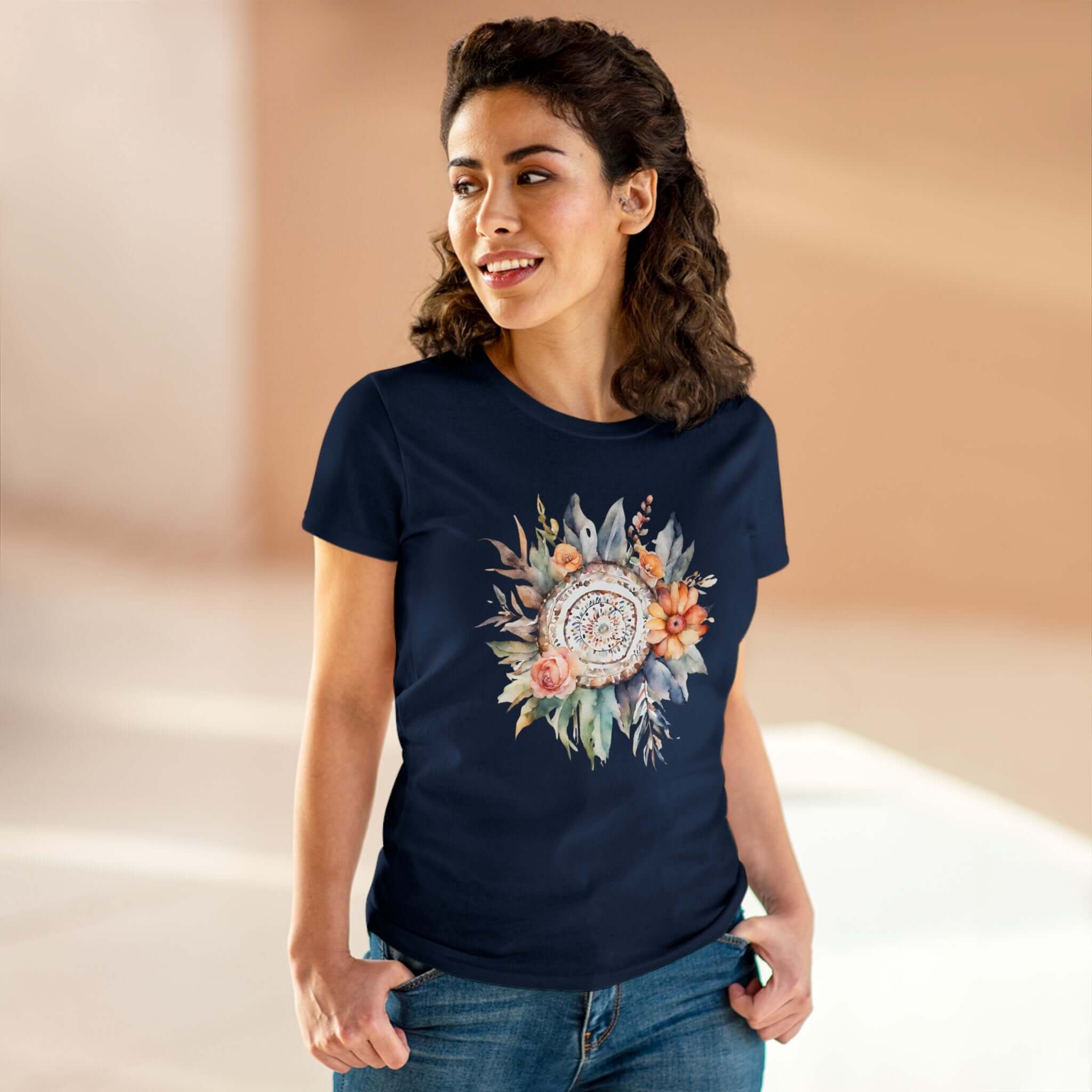 Boho Flower Womens Cotton Tee