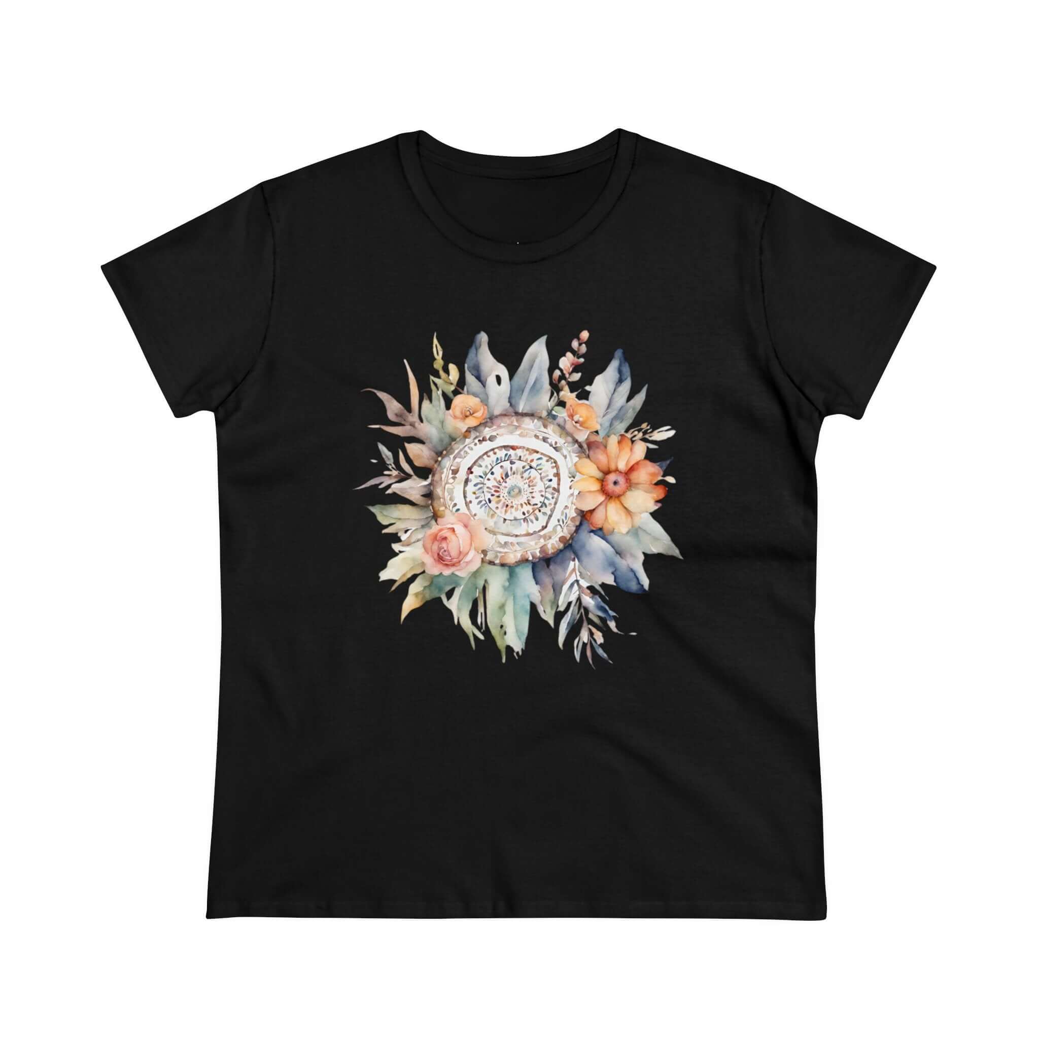 Boho Flower Womens Cotton Tee