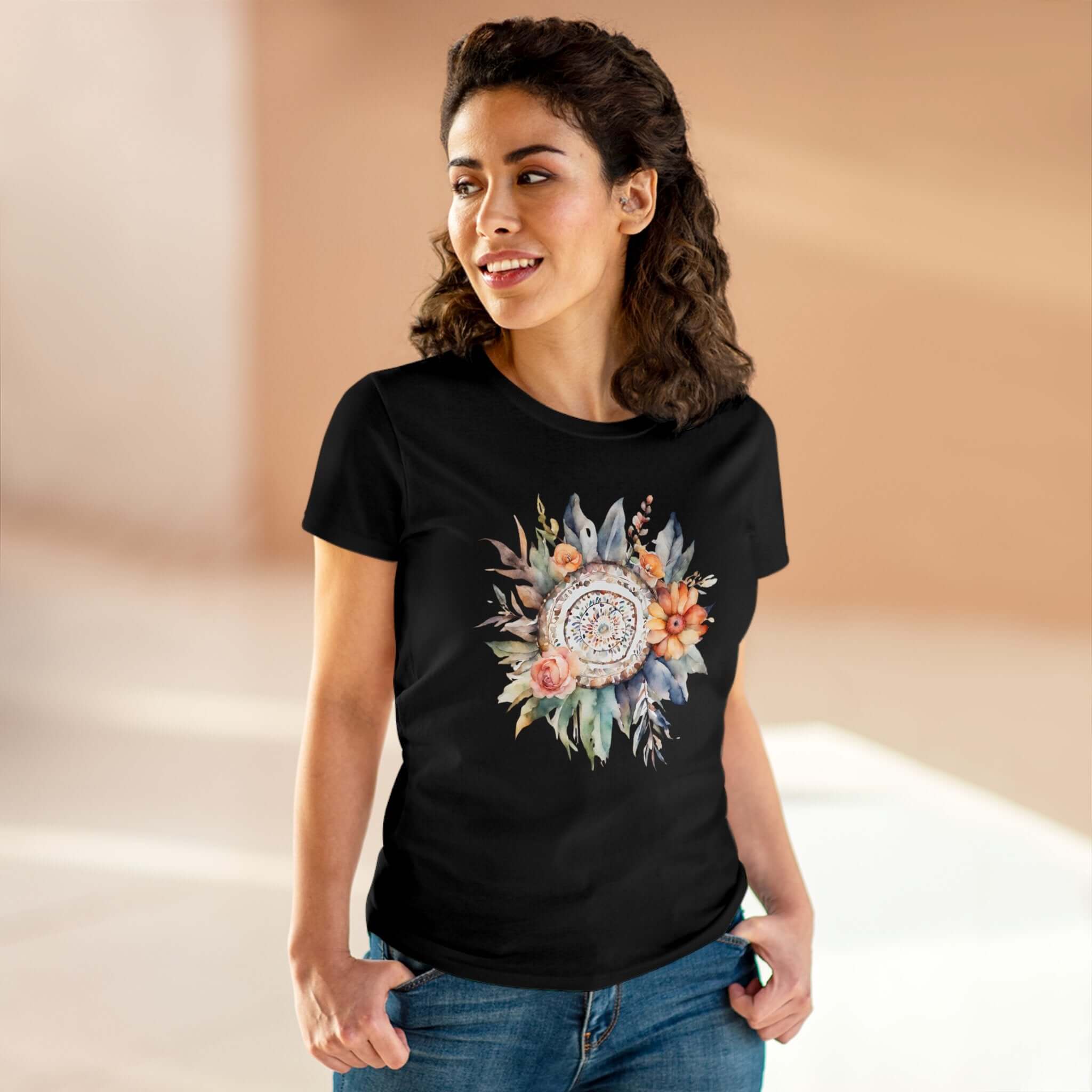 Boho Flower Womens Cotton Tee