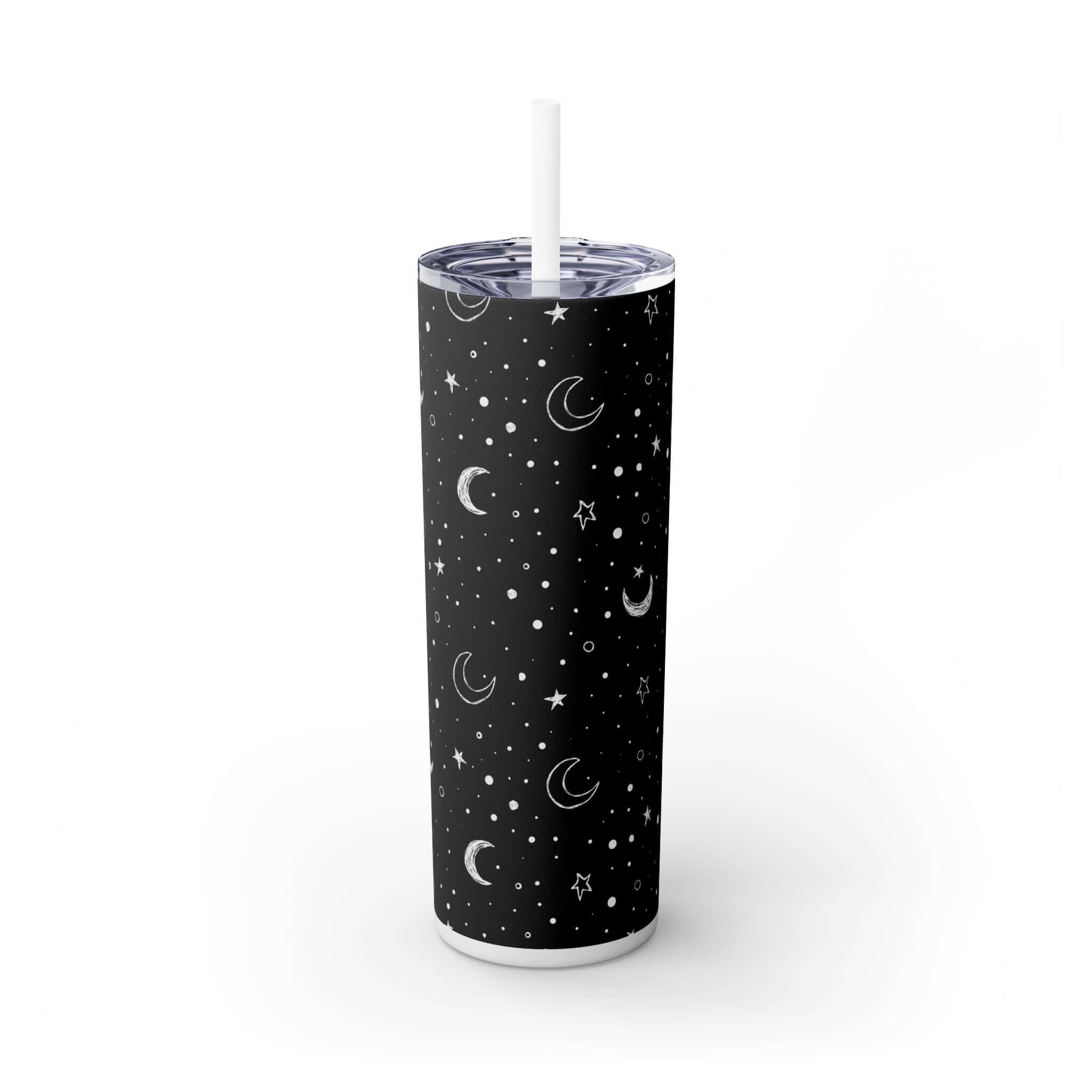 Stars and moon Skinny Tumbler with Straw, 20oz