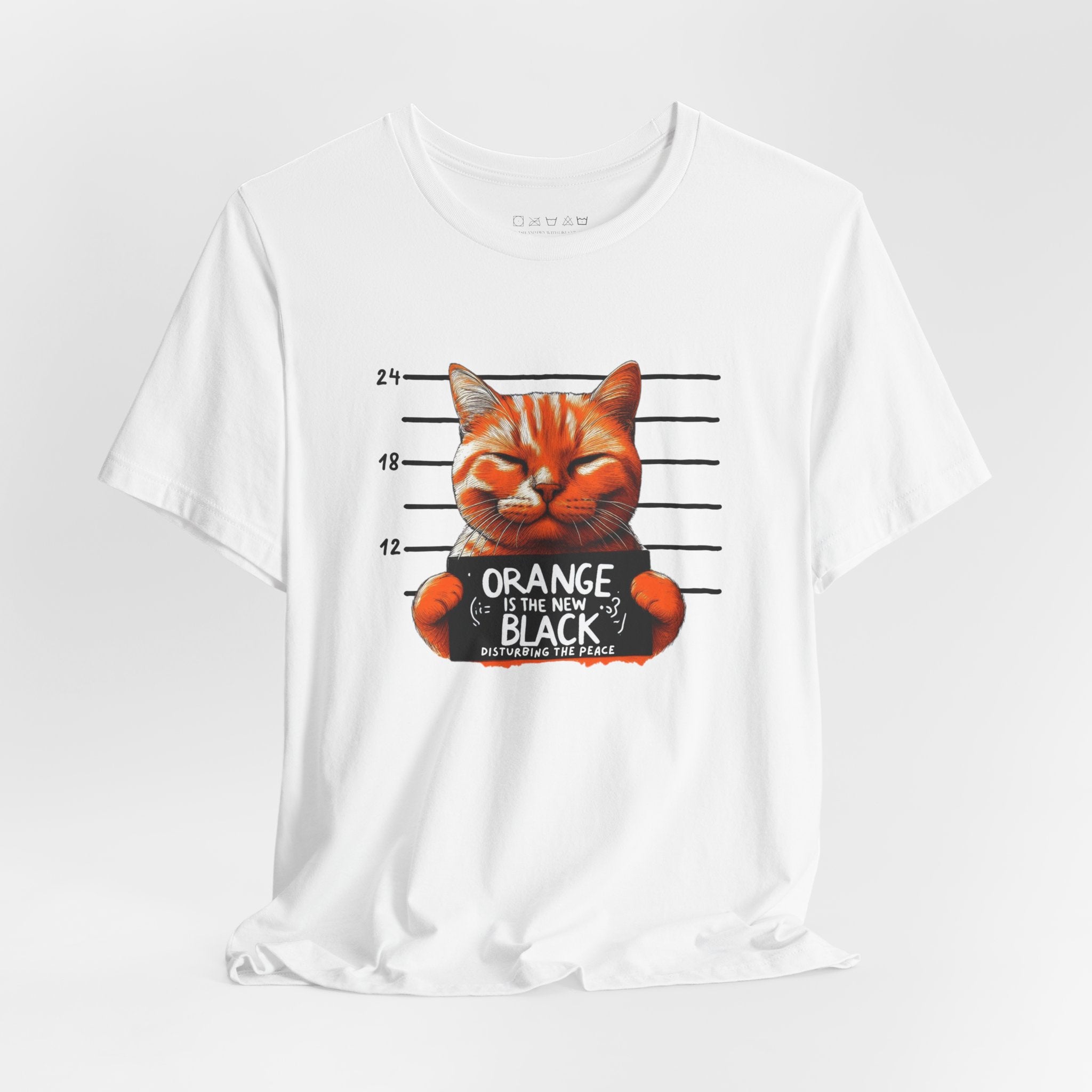 Funny Orange Cat Mugshot Unisex Tee, T-Shirt, Humorous Graphic Shirt, Novelty Gift Top, Cute Animal Lover Apparel