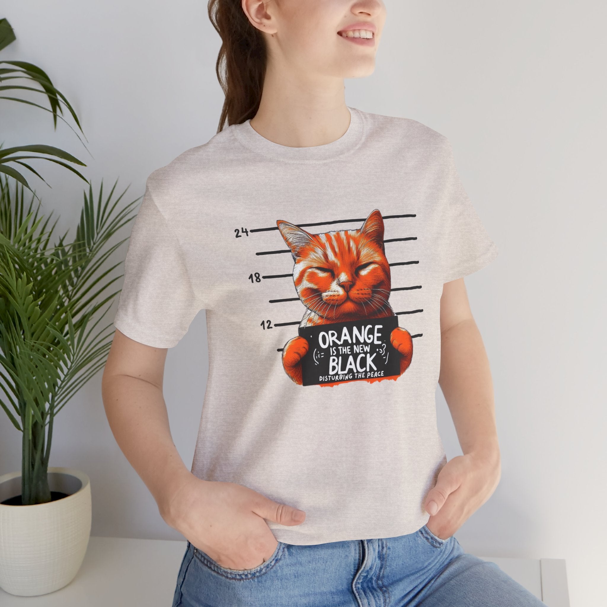 Funny Orange Cat Mugshot Unisex Tee, T-Shirt, Humorous Graphic Shirt, Novelty Gift Top, Cute Animal Lover Apparel