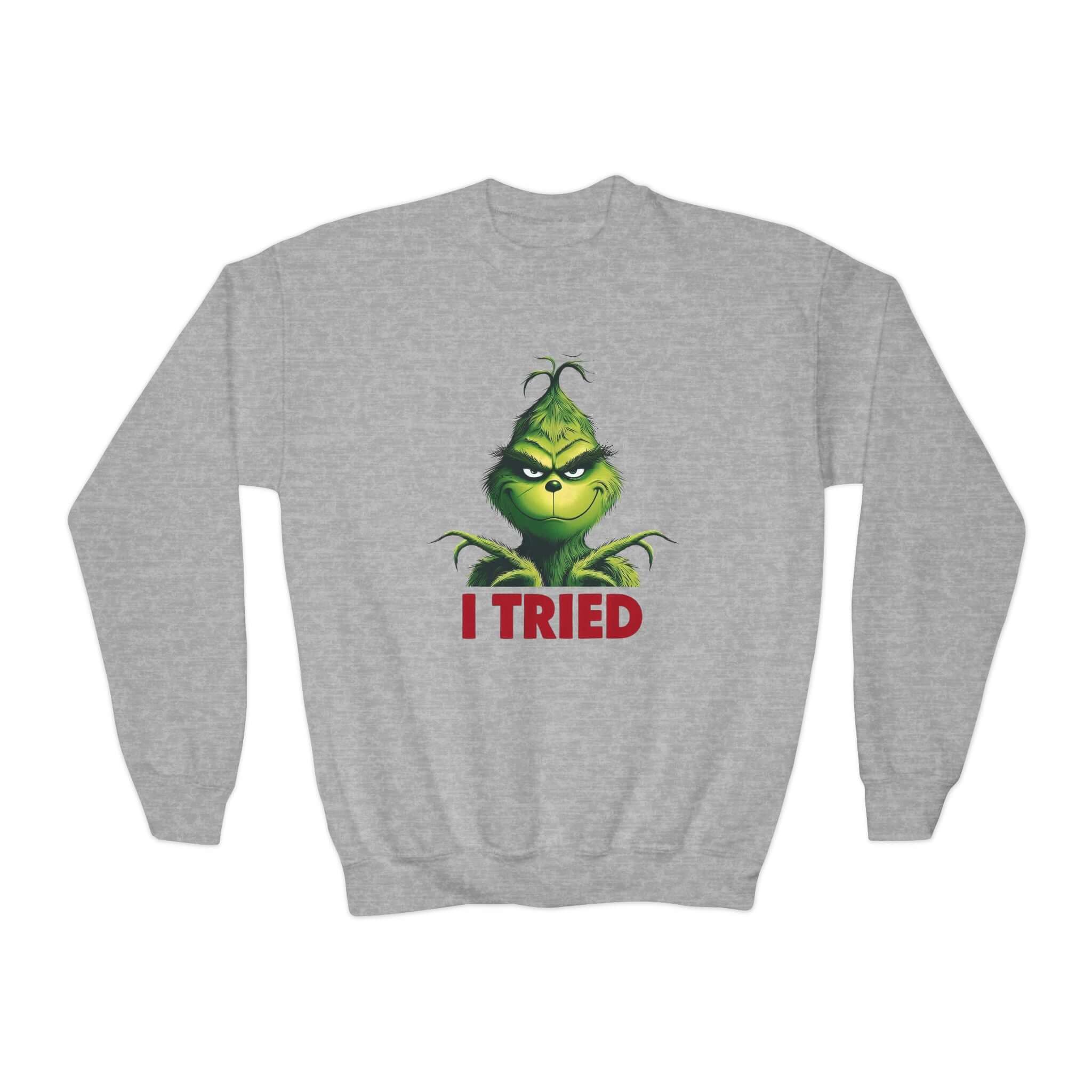 Grinch I tried Youth Crewneck Sweatshirt