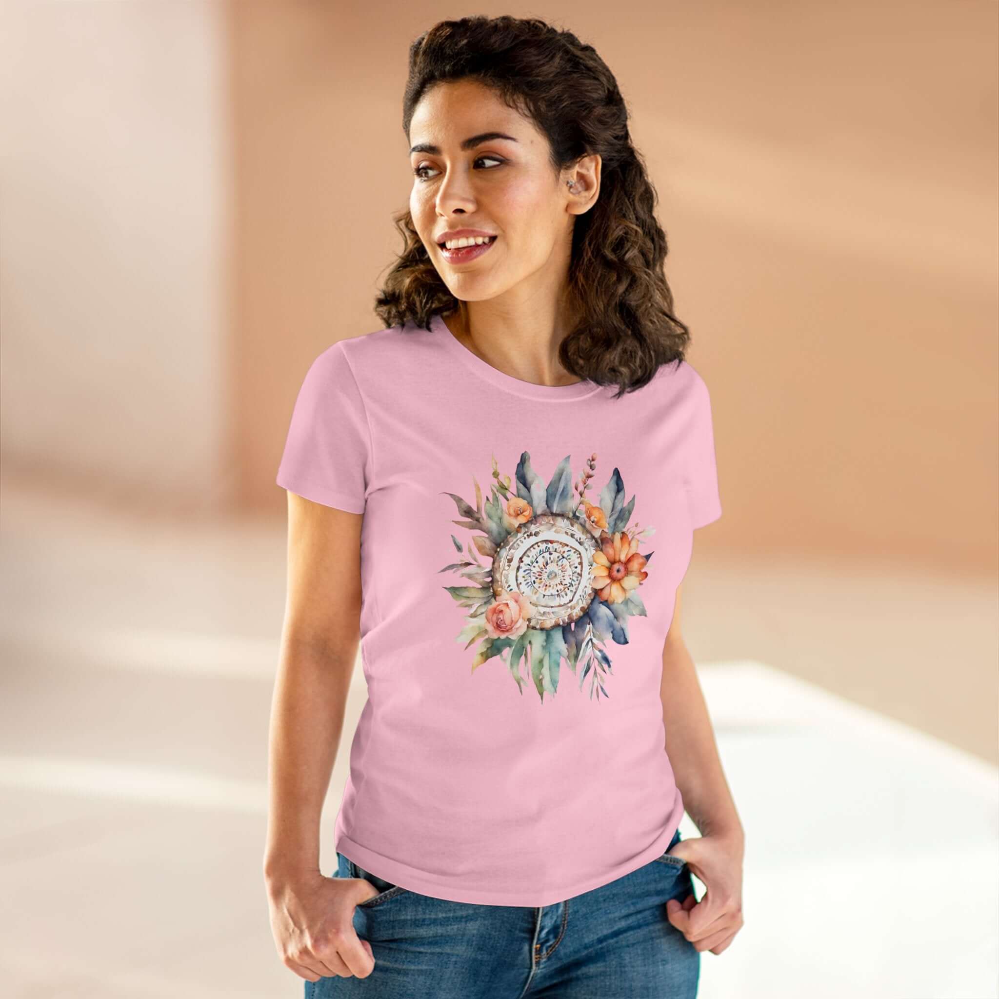 Boho Flower Womens Cotton Tee