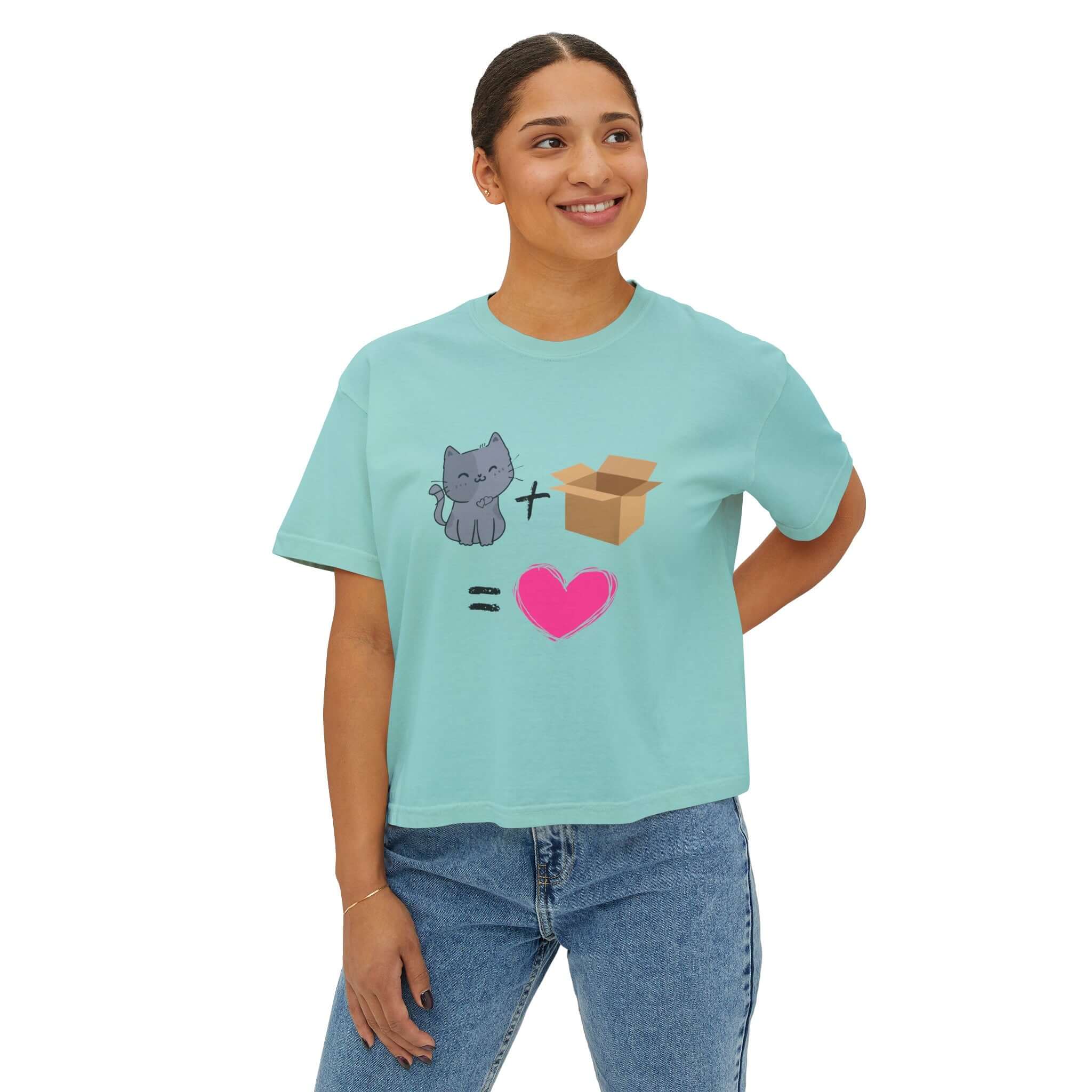 Cats love Boxes Womens Boxy Tee