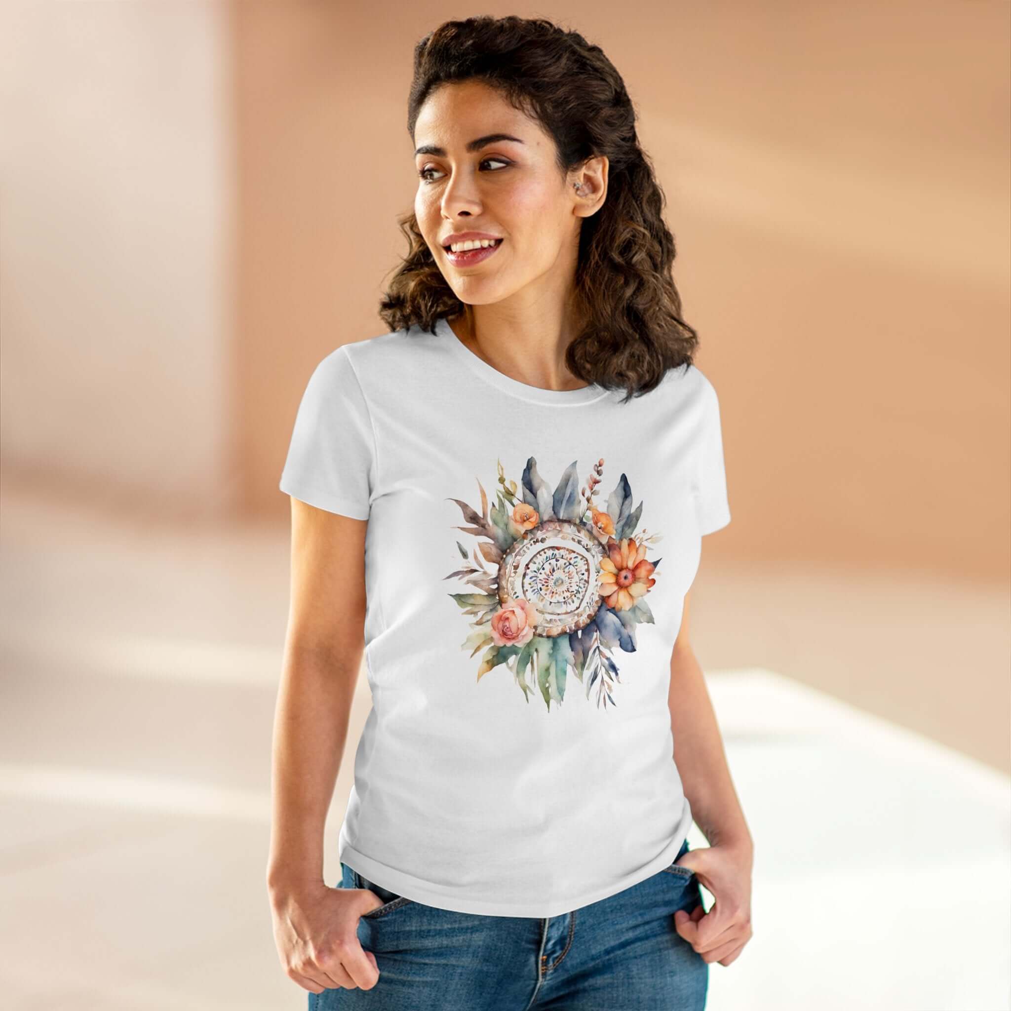 Boho Flower Womens Cotton Tee