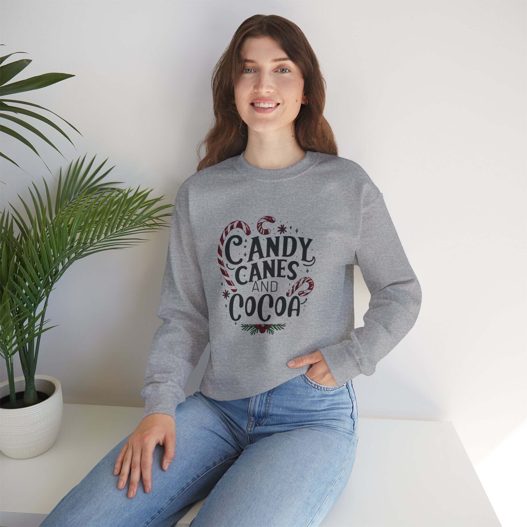 Candy Canes and Cocoa Holiday Heavy Blend™ Crewneck Sweatshirt