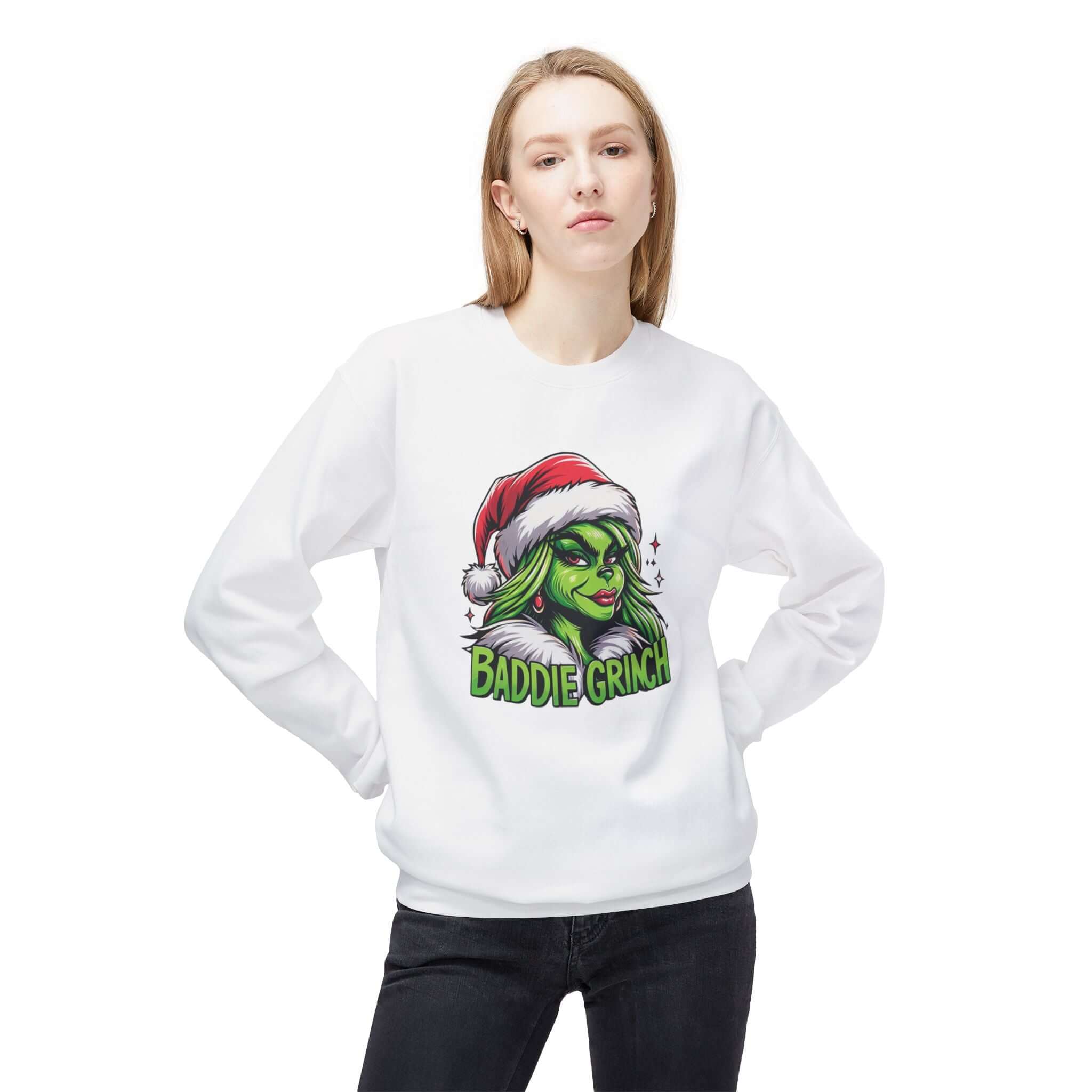 Baddie Grinch Softstyle Fleece Crewneck Sweatshirt