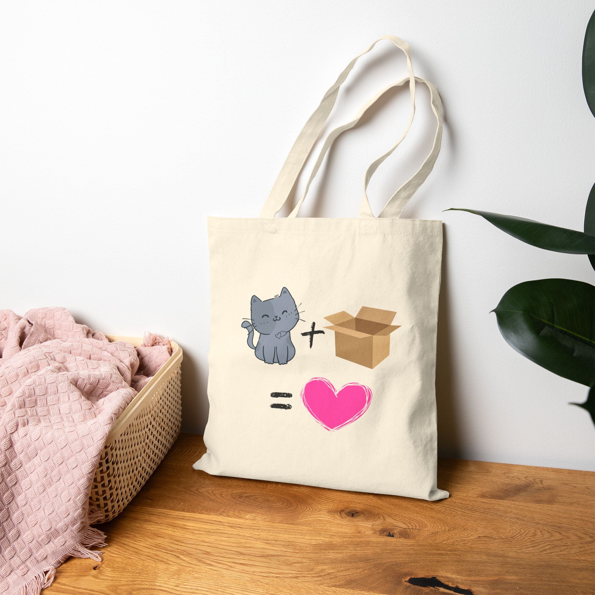Cotton Canvas Tote Bag for Cat Lovers - Cats Love Boxes Tote Bag, Reusable Grocery Bag, Cute Cat Tote, Kitty Shoulder Bag, Cat Mom Gift