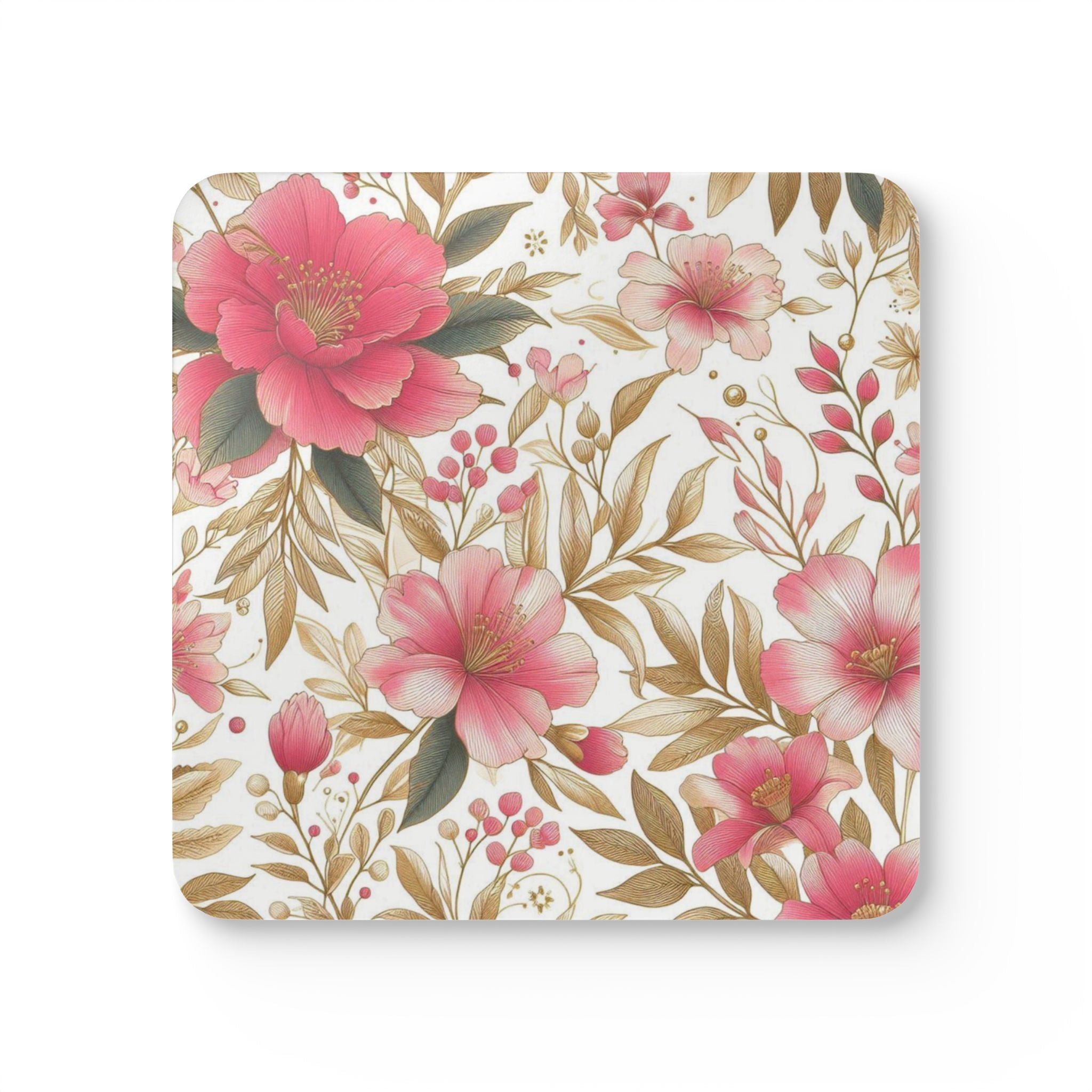Floral Corkwood Coaster Set - Boho Home Decor, Eco-friendly Gifts, Drink Coasters for Weddings, Housewarming, or Everyday Use