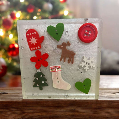 Holiday themed resin coaster