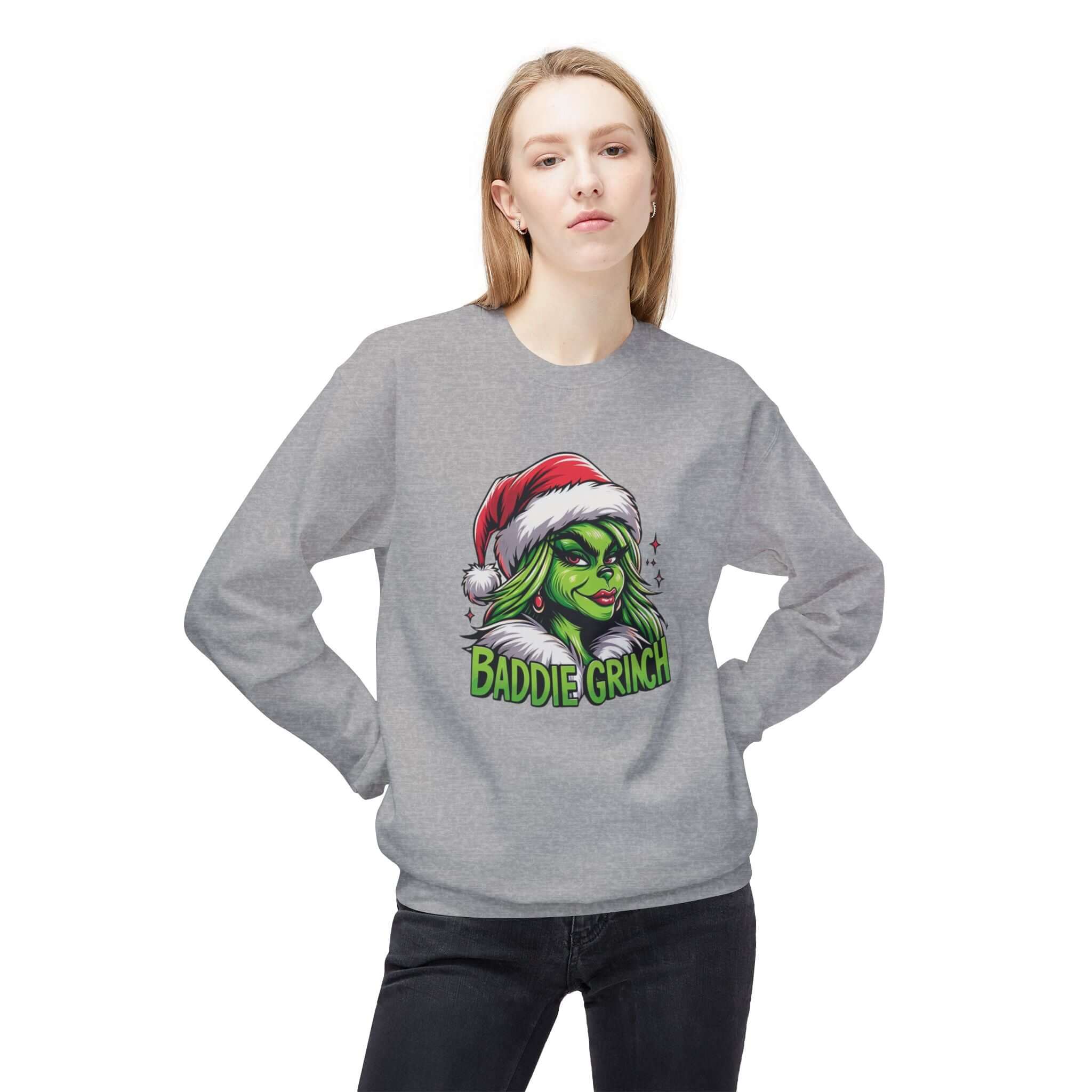 Baddie Grinch Softstyle Fleece Crewneck Sweatshirt