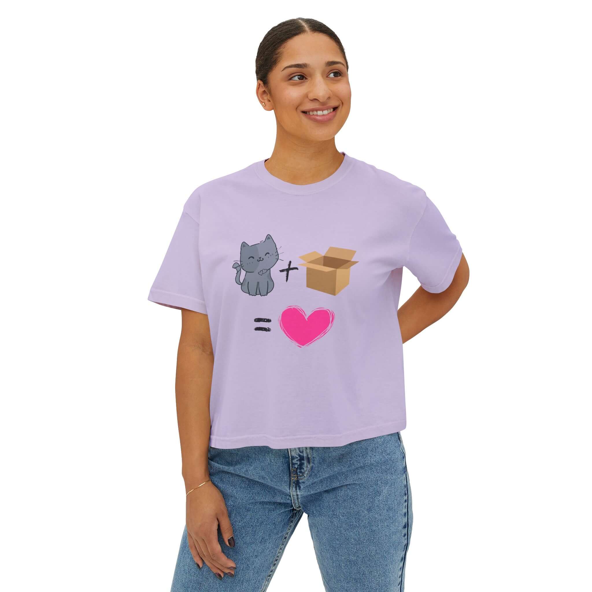 Cats love Boxes Womens Boxy Tee