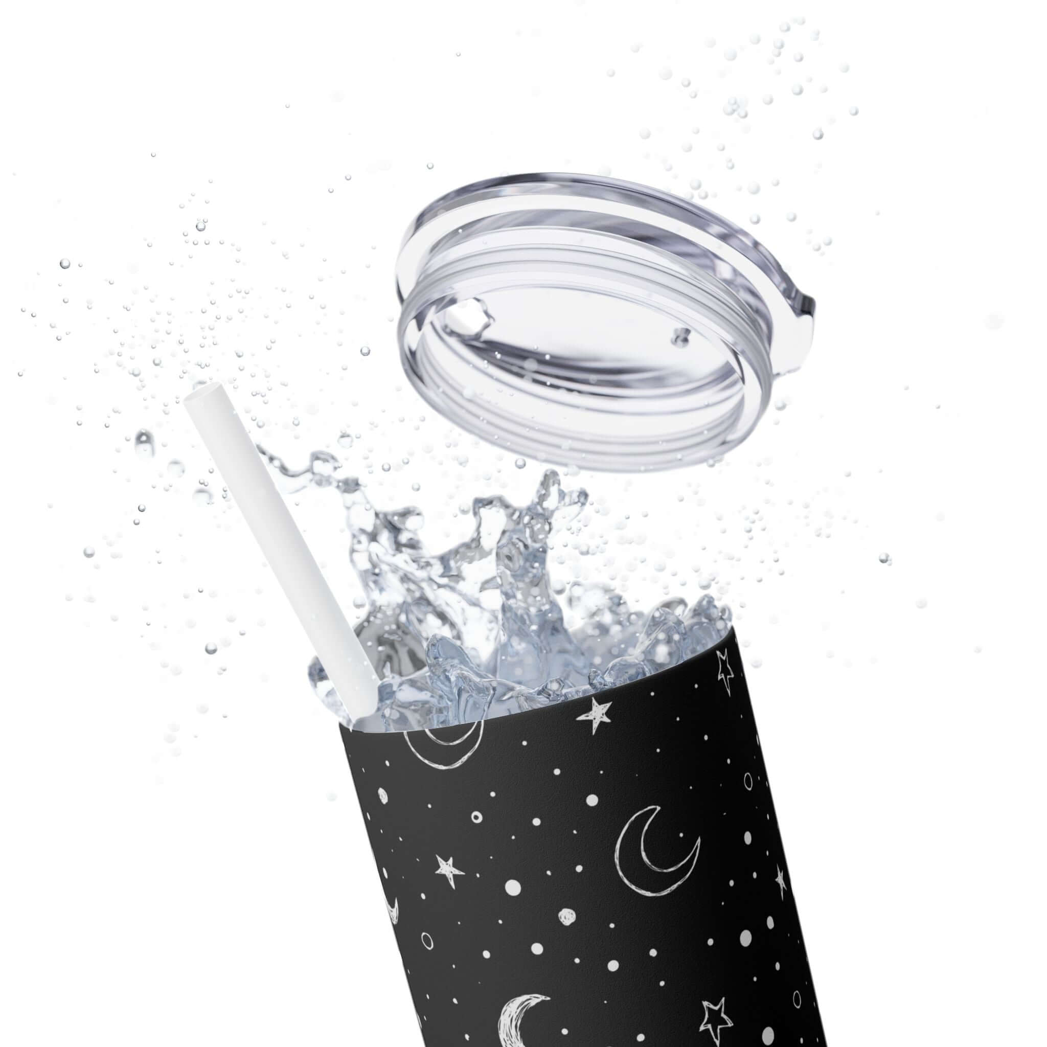 Stars and moon Skinny Tumbler with Straw, 20oz