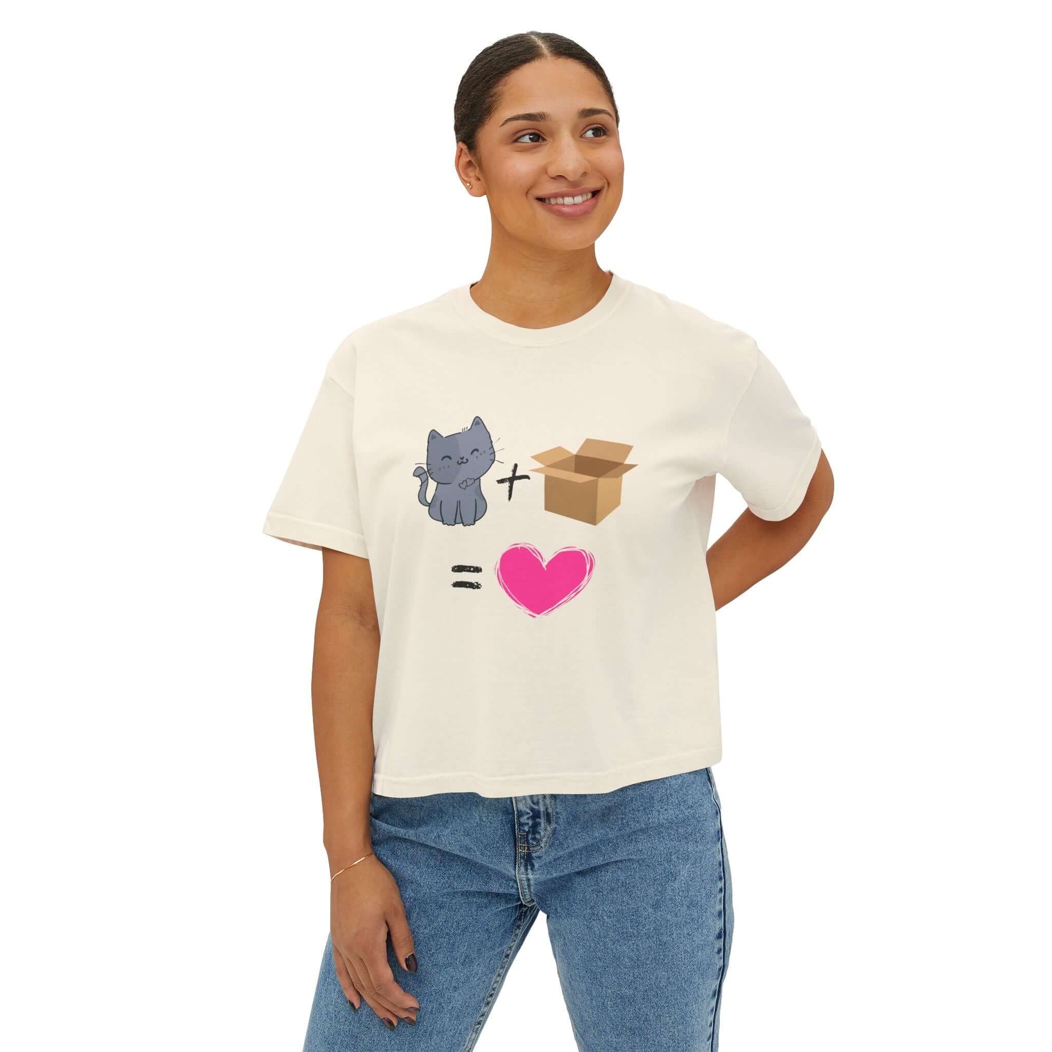 Cats love Boxes Womens Boxy Tee