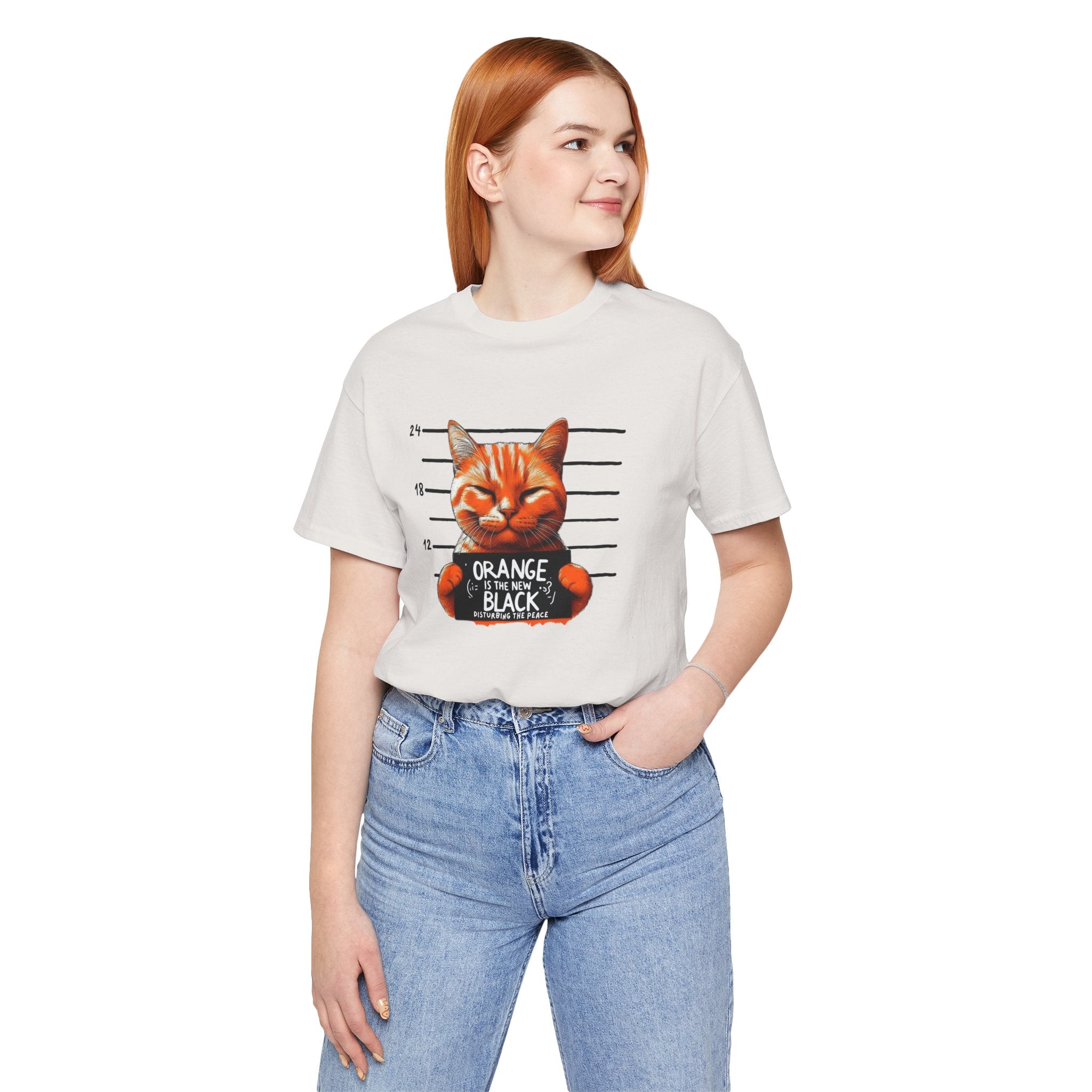 Funny Orange Cat Mugshot Unisex Tee, T-Shirt, Humorous Graphic Shirt, Novelty Gift Top, Cute Animal Lover Apparel
