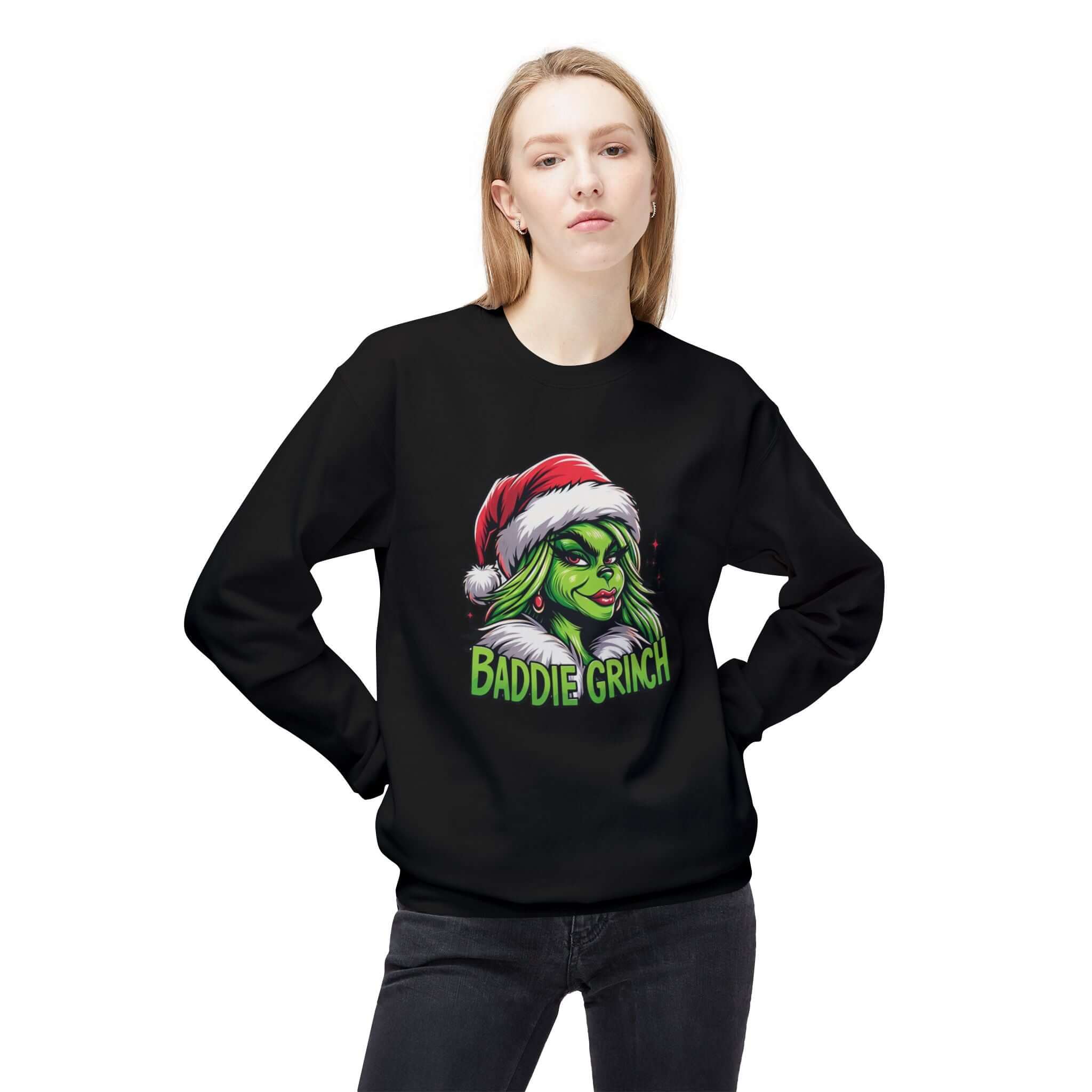 Baddie Grinch Softstyle Fleece Crewneck Sweatshirt