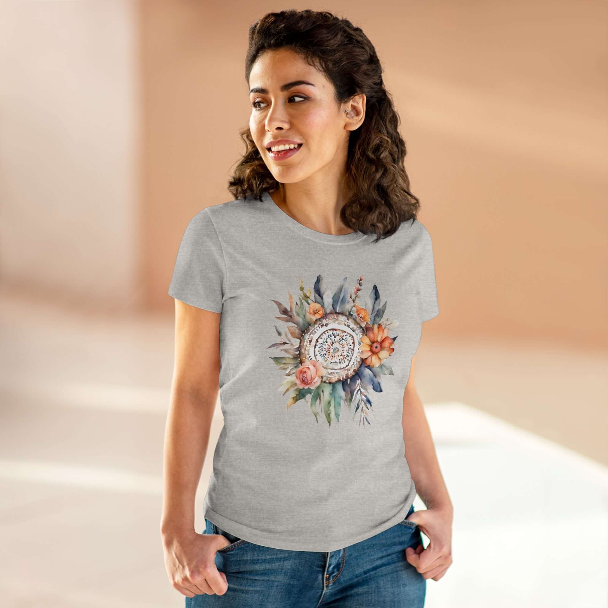 Boho Flower Womens Cotton Tee