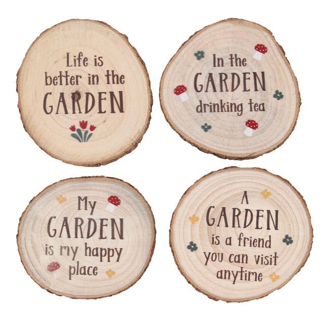 Garden Wood Slice Coaster Set