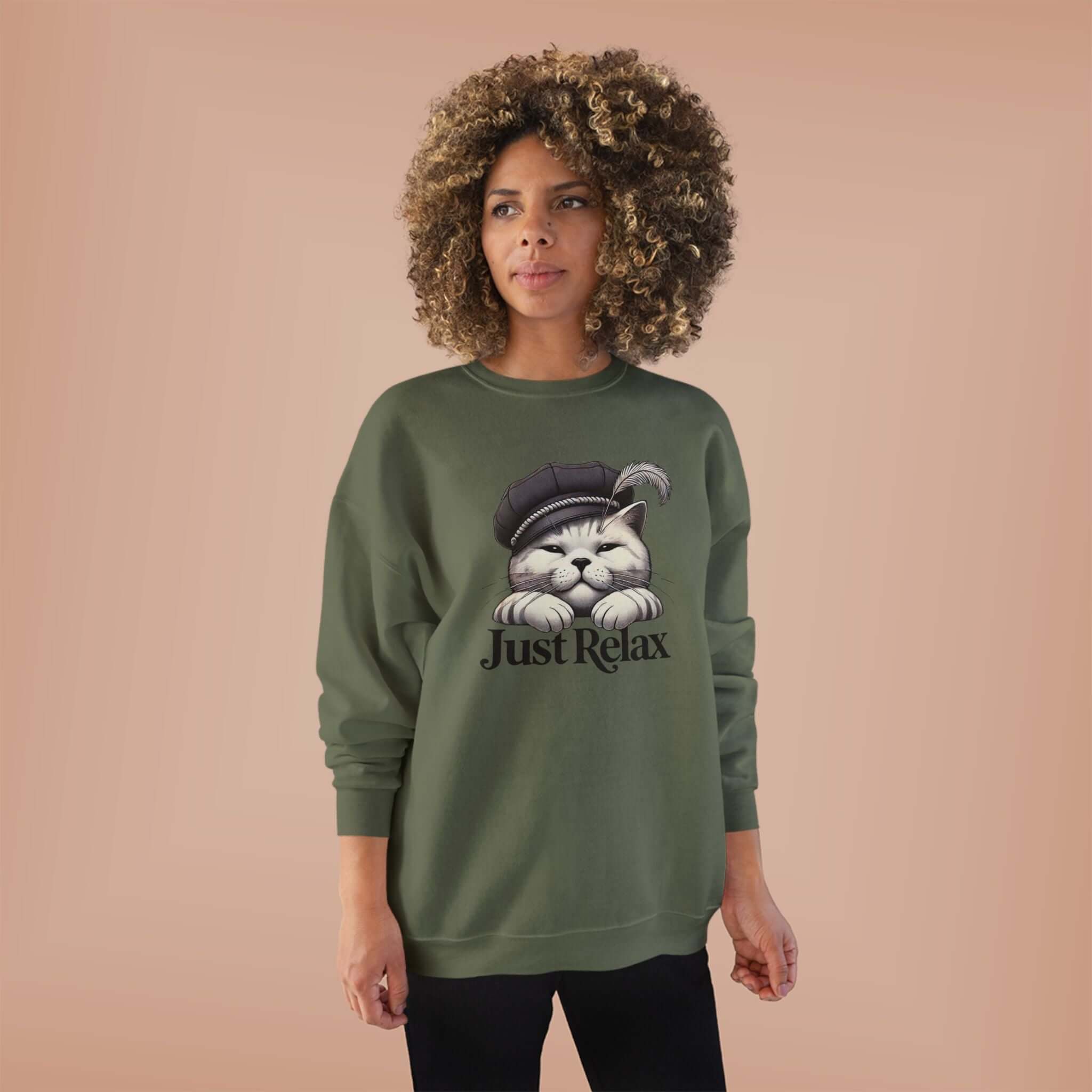 Just relax cute cat  Crewneck Sweatshirt