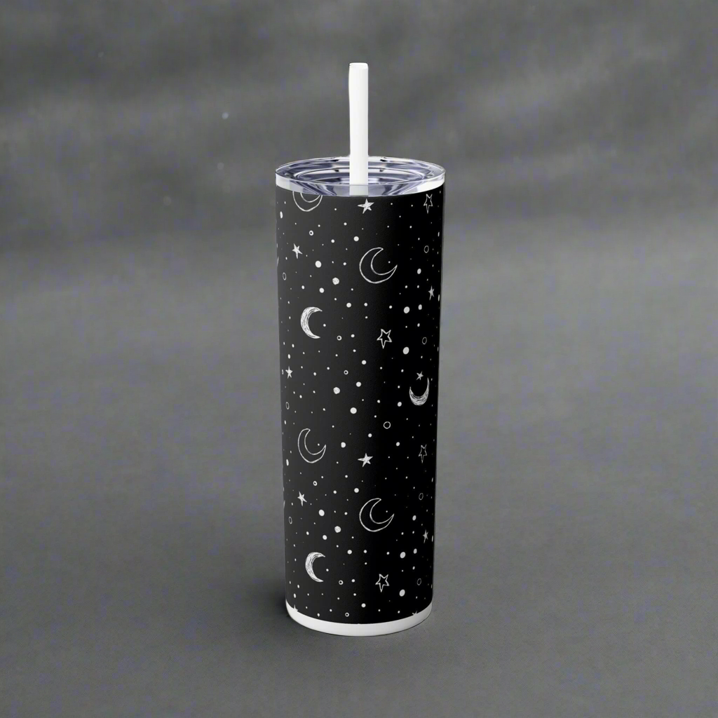 Stars and moon Skinny Tumbler with Straw, 20oz