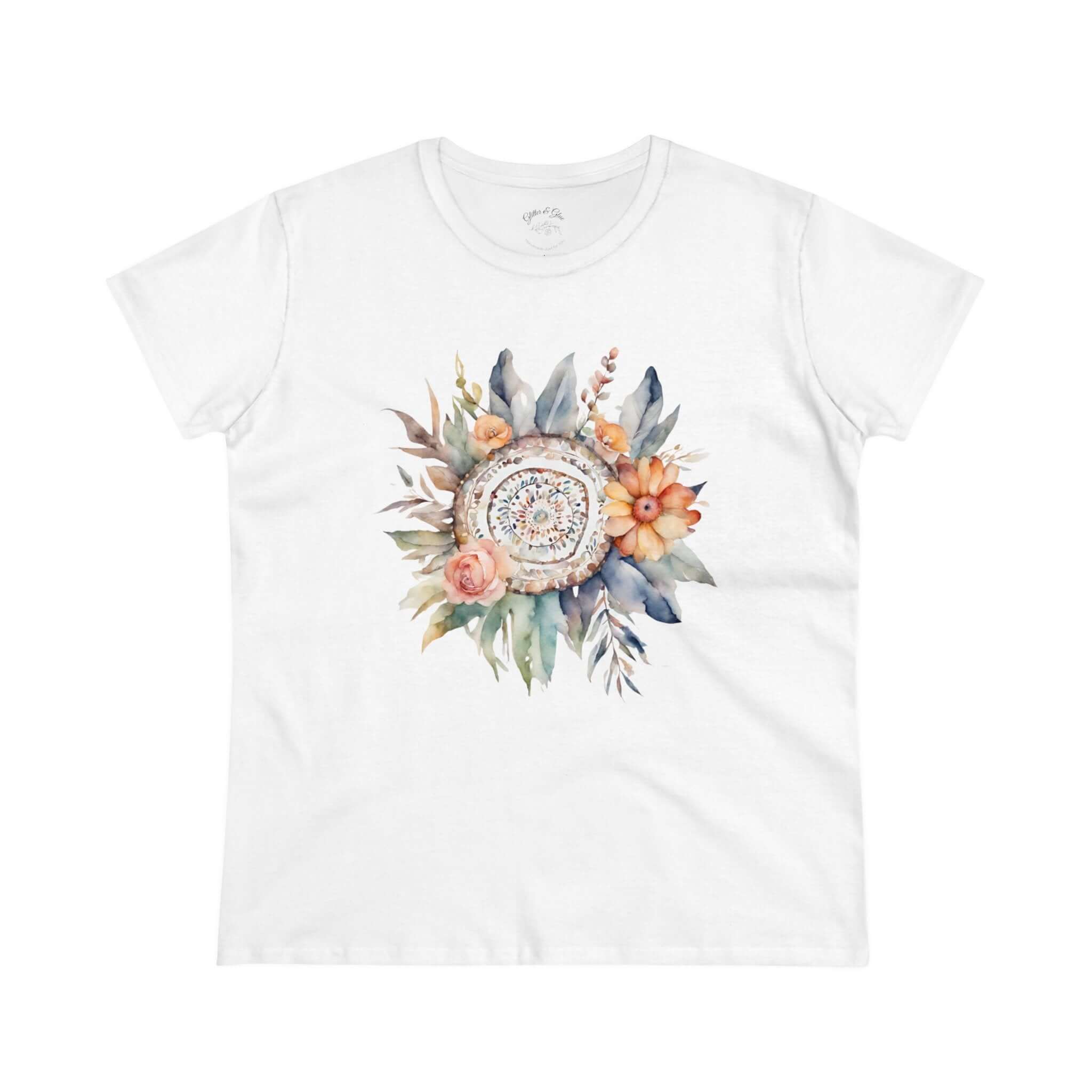 Boho Flower Womens Cotton Tee