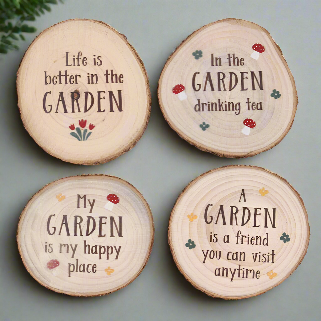Garden Wood Slice Coaster Set