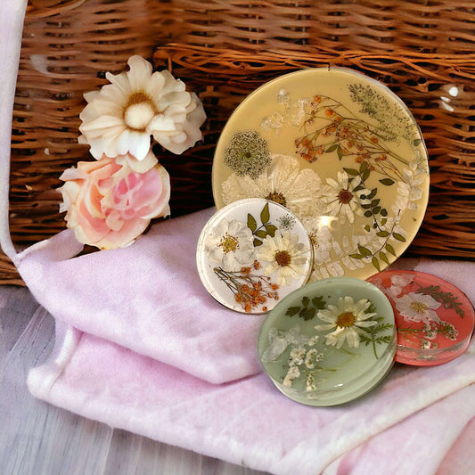 Handmade Coasters Dried Flowers Multiple Colors